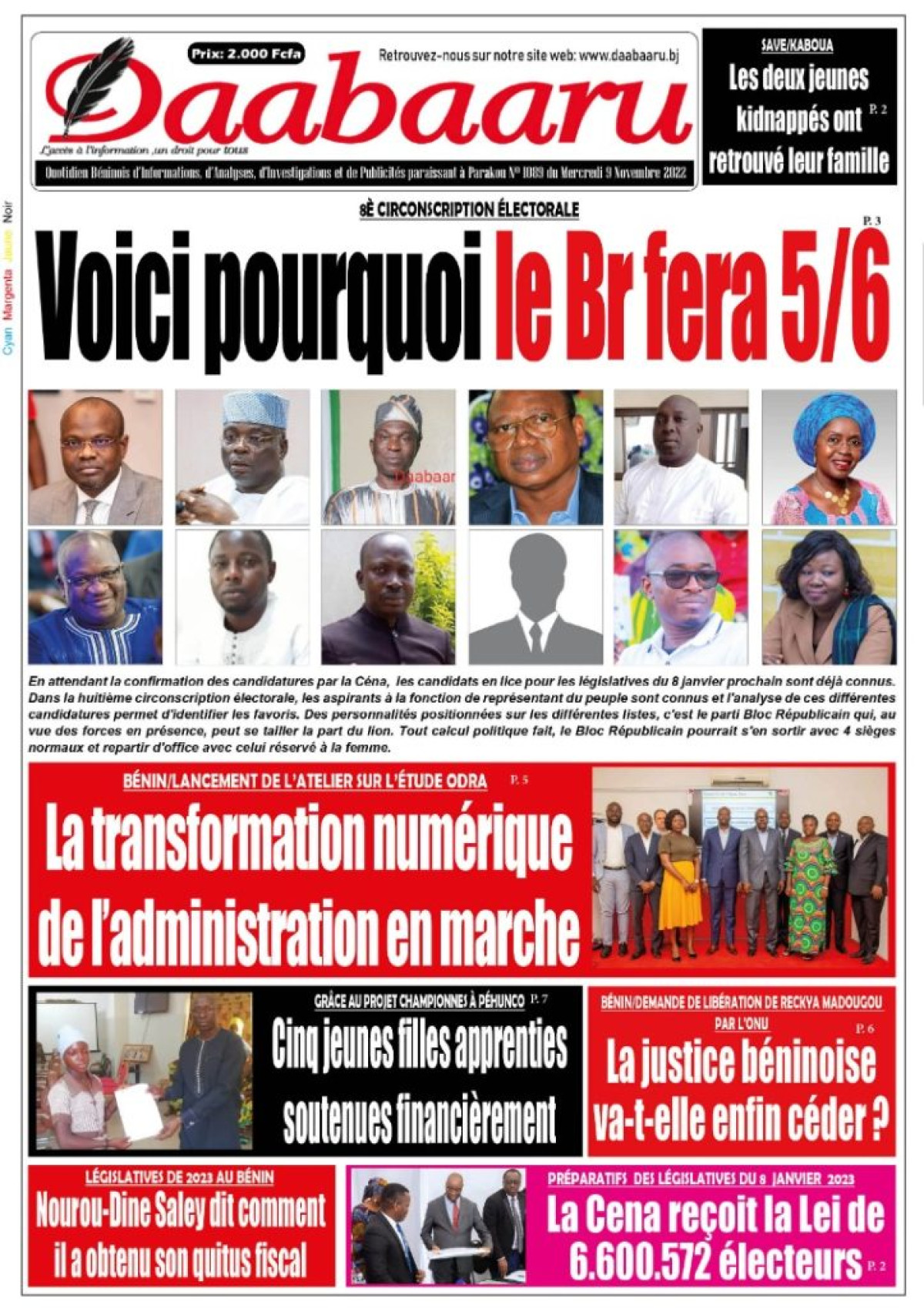 Parution du mercredi 09 novembre 2022