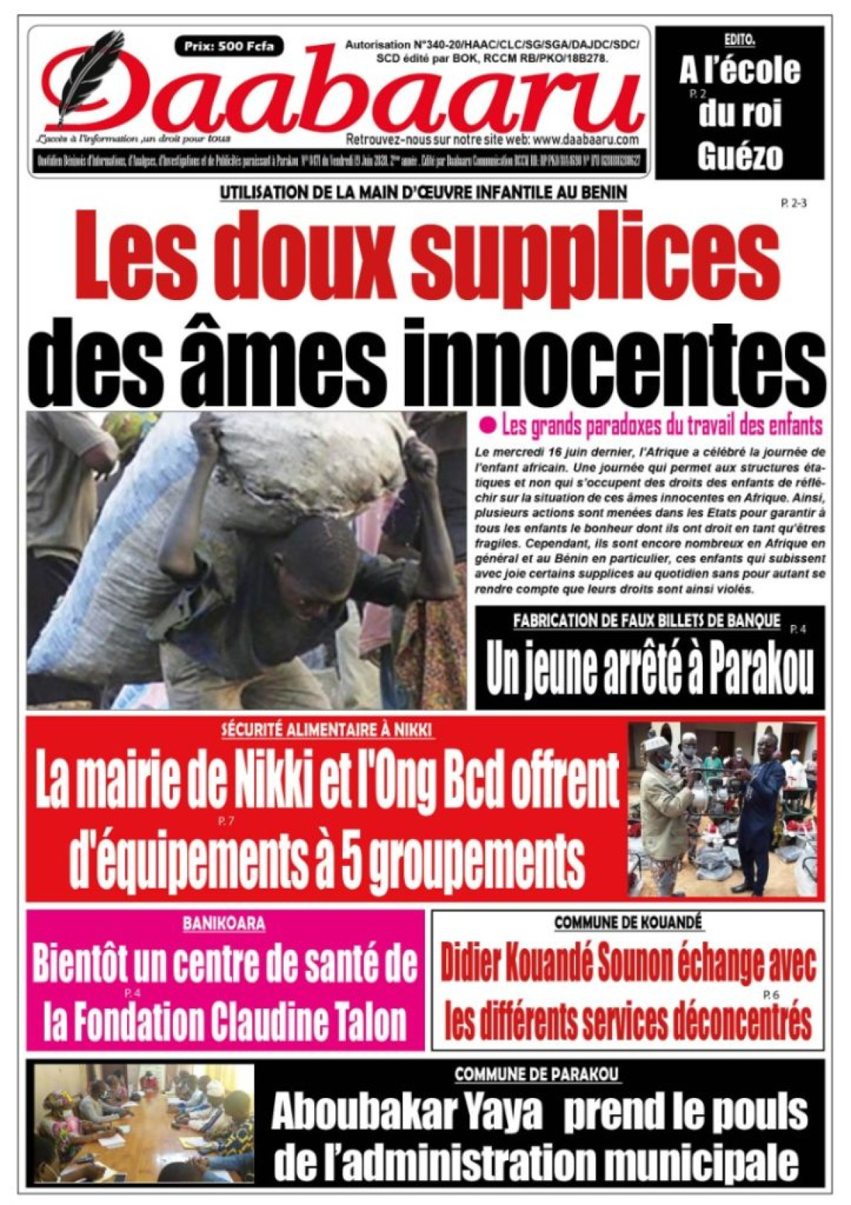 Parution du vendredi 19 juin 2020