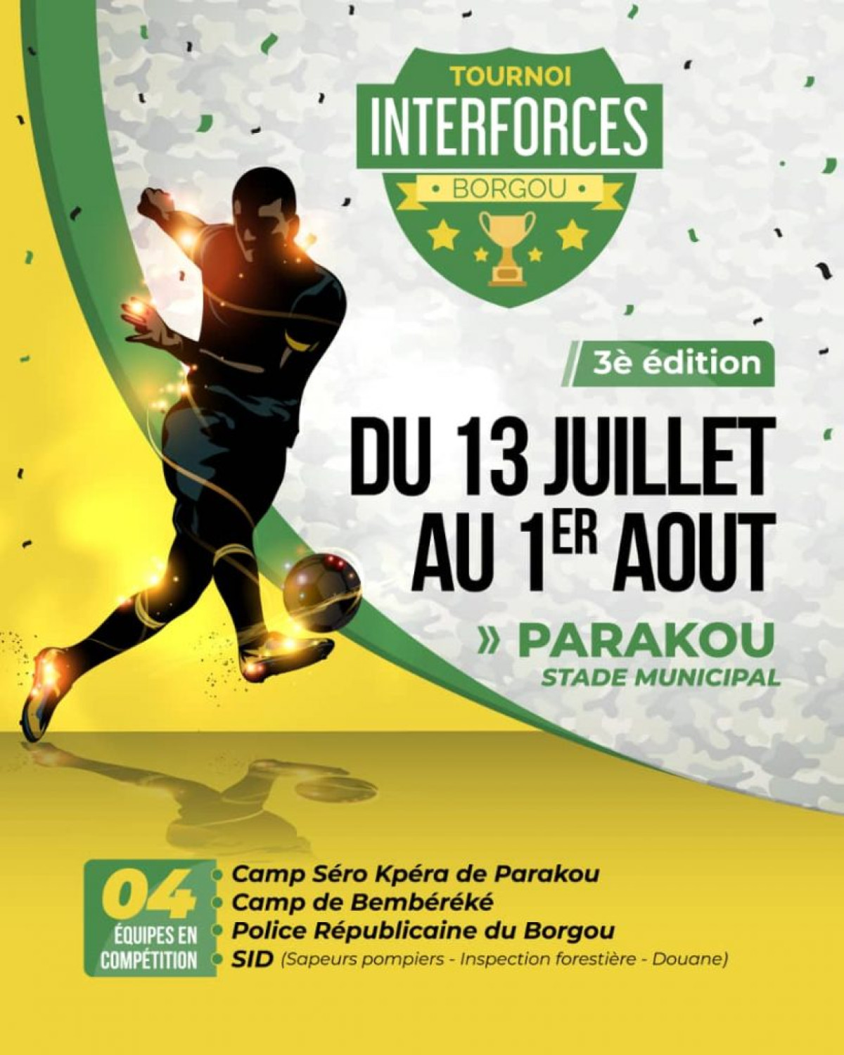 TOURNOI INTER-FORCES 2019 DANS LE BORGOU :  Les hostilités démarrent le 13 juillet prochain