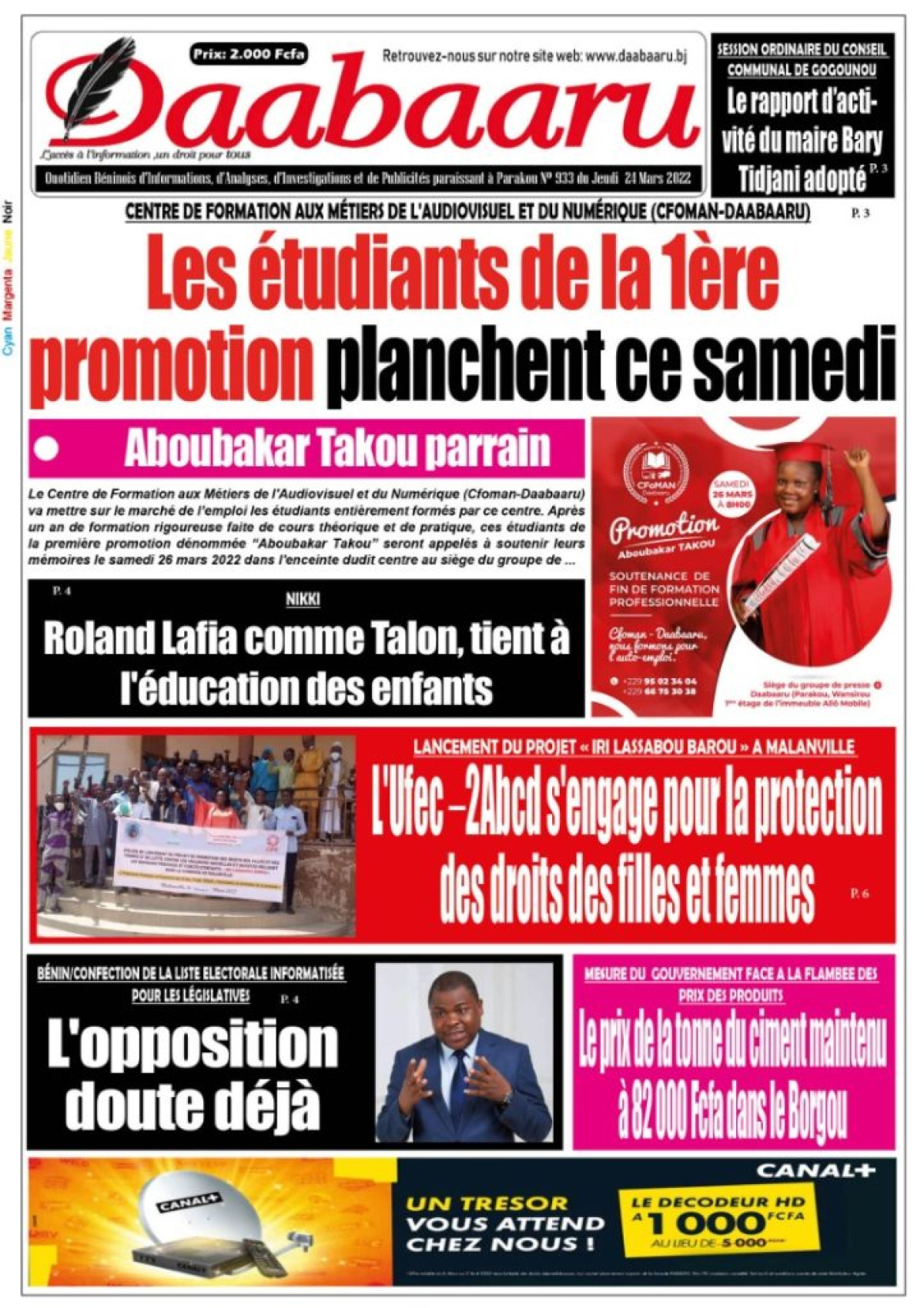 UNE DU JEUDI 24 MARS 2022