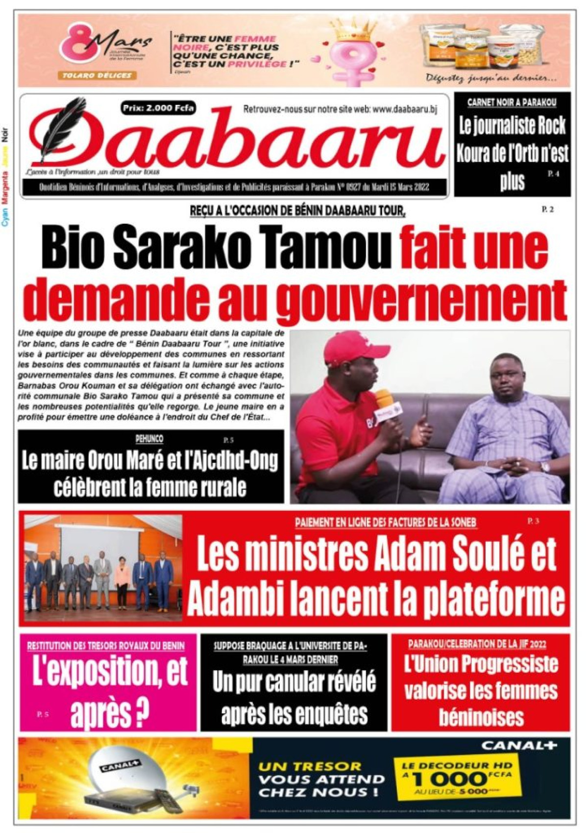 UNE DU MARDI 15 MARS 2022