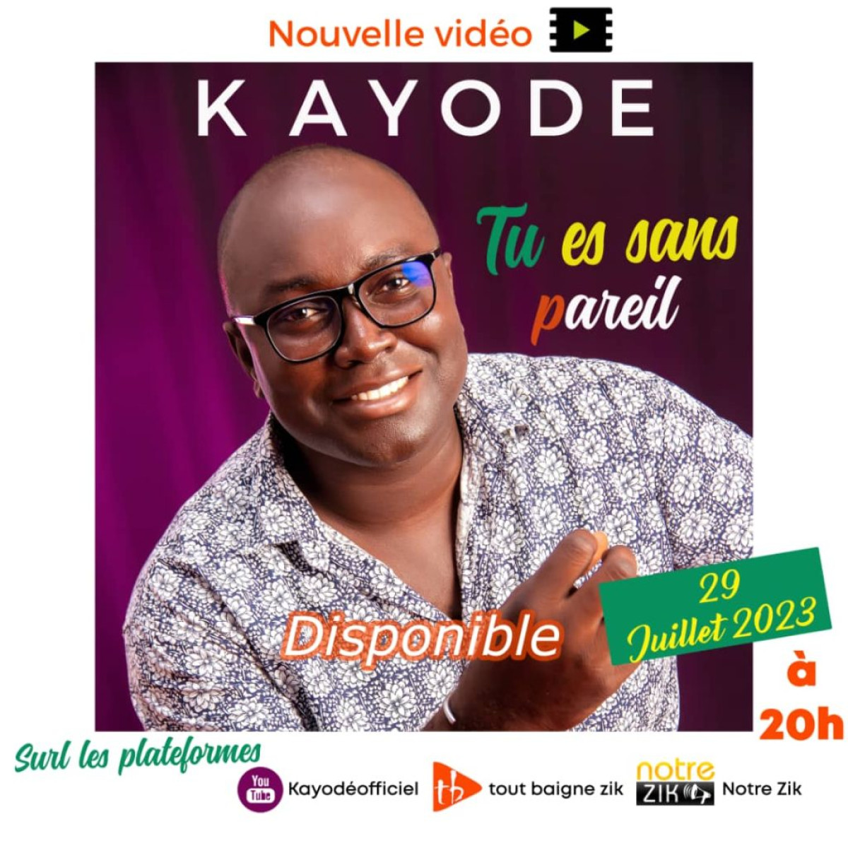 MUSIQUE : Le clip  »tu es sans pareil » de Kayodé disponible