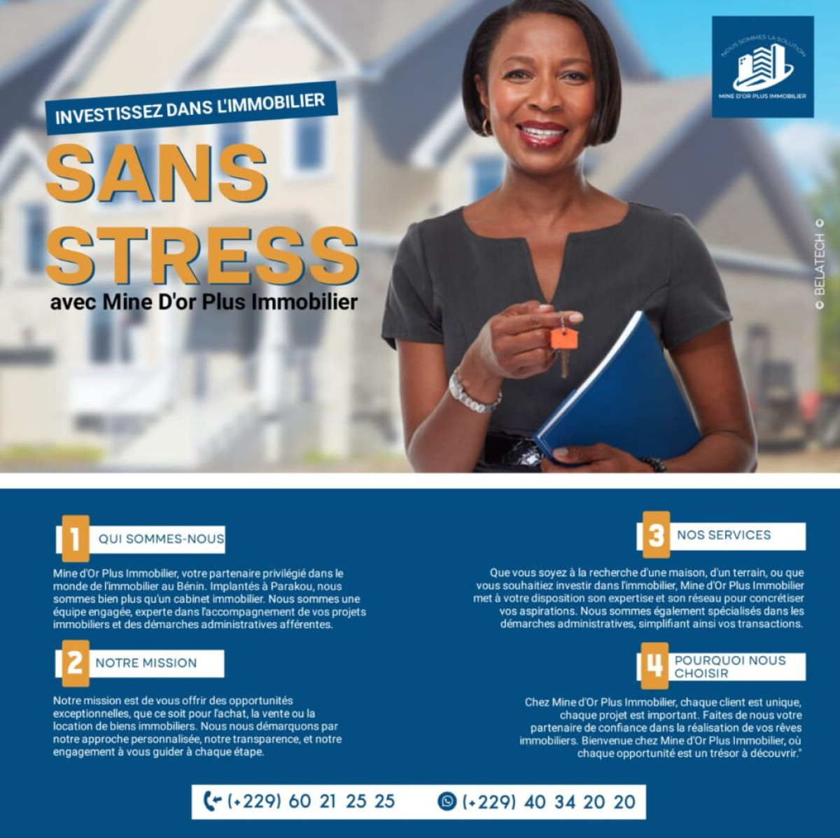 IMMOBILIER À PARAKOU : Le cabinet “Mine d’Or Plus Immobilier” pour mettre fin à vos soucis