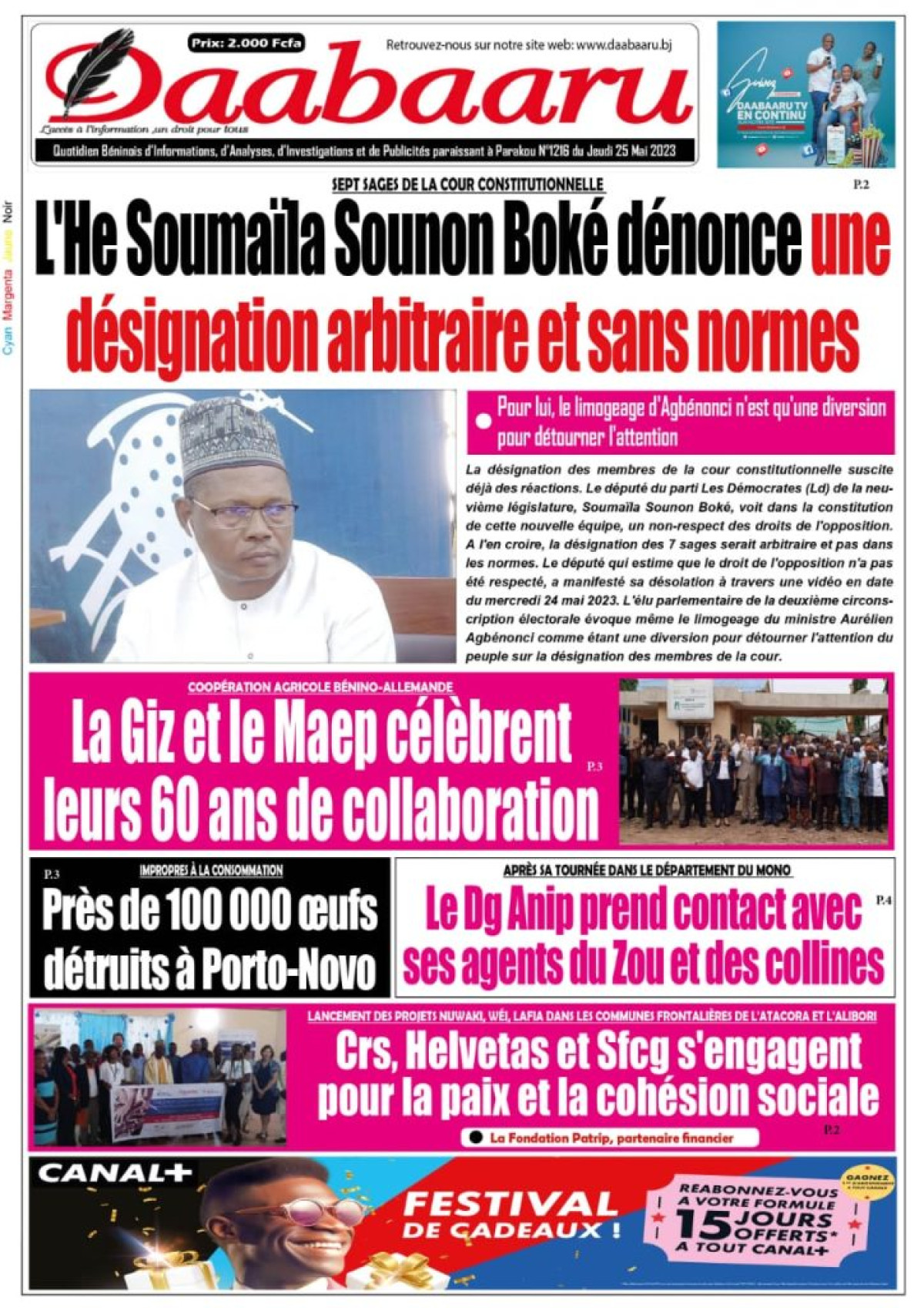 UNE DU JEUDI 25 MAI 2023