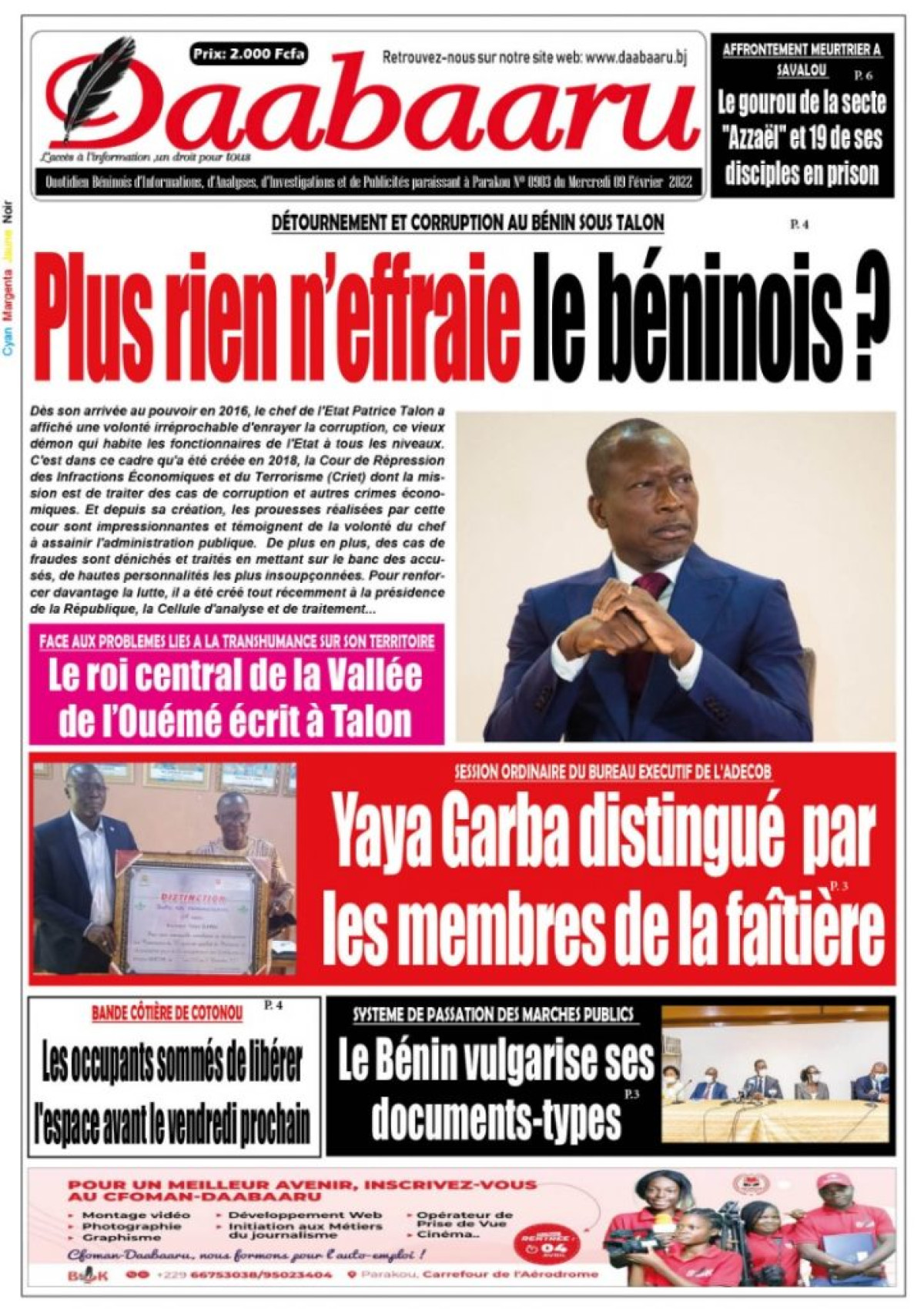 UNE DU MERCREDI 9 FÉVRIER 2022