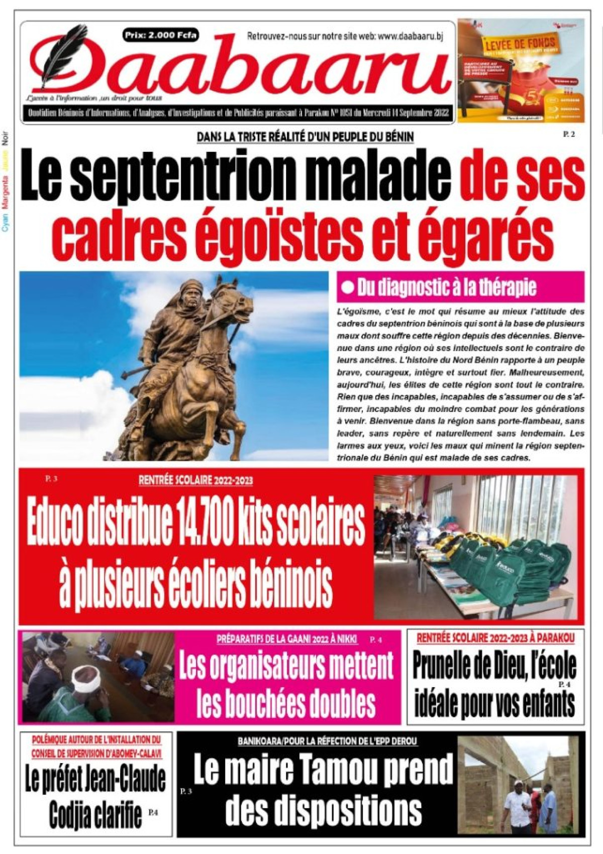 UNE DU MERCREDI 14 SEPTEMBRE 2022