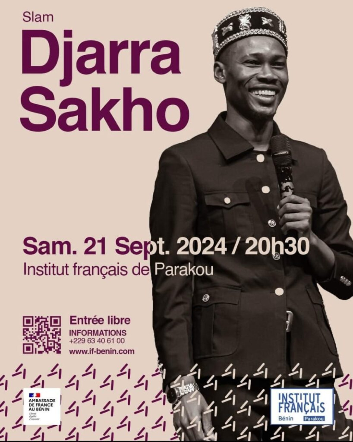 SOIRÉE SLAM À L’INSTITUT FRANÇAIS DE PARAKOU : Djarra Sakho sur scène le 21 septembre prochain