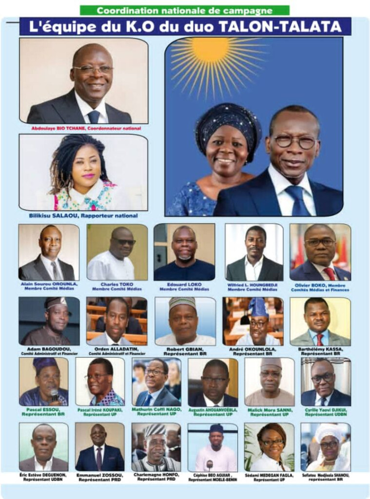 PRESIDENTIELLE AU BENIN : Voici en image l’équipe de campagne du duo Talon-Talata