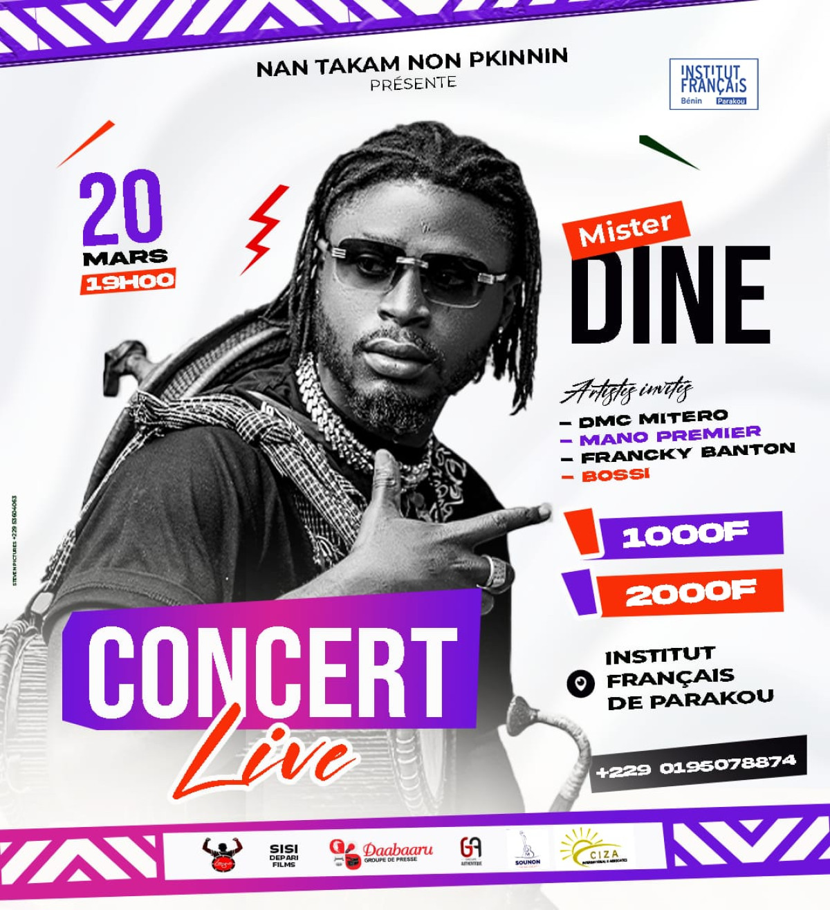 Concert live à l'institut français de Parakou: l'artiste Mister Dine sur scène le 20 mars 2026