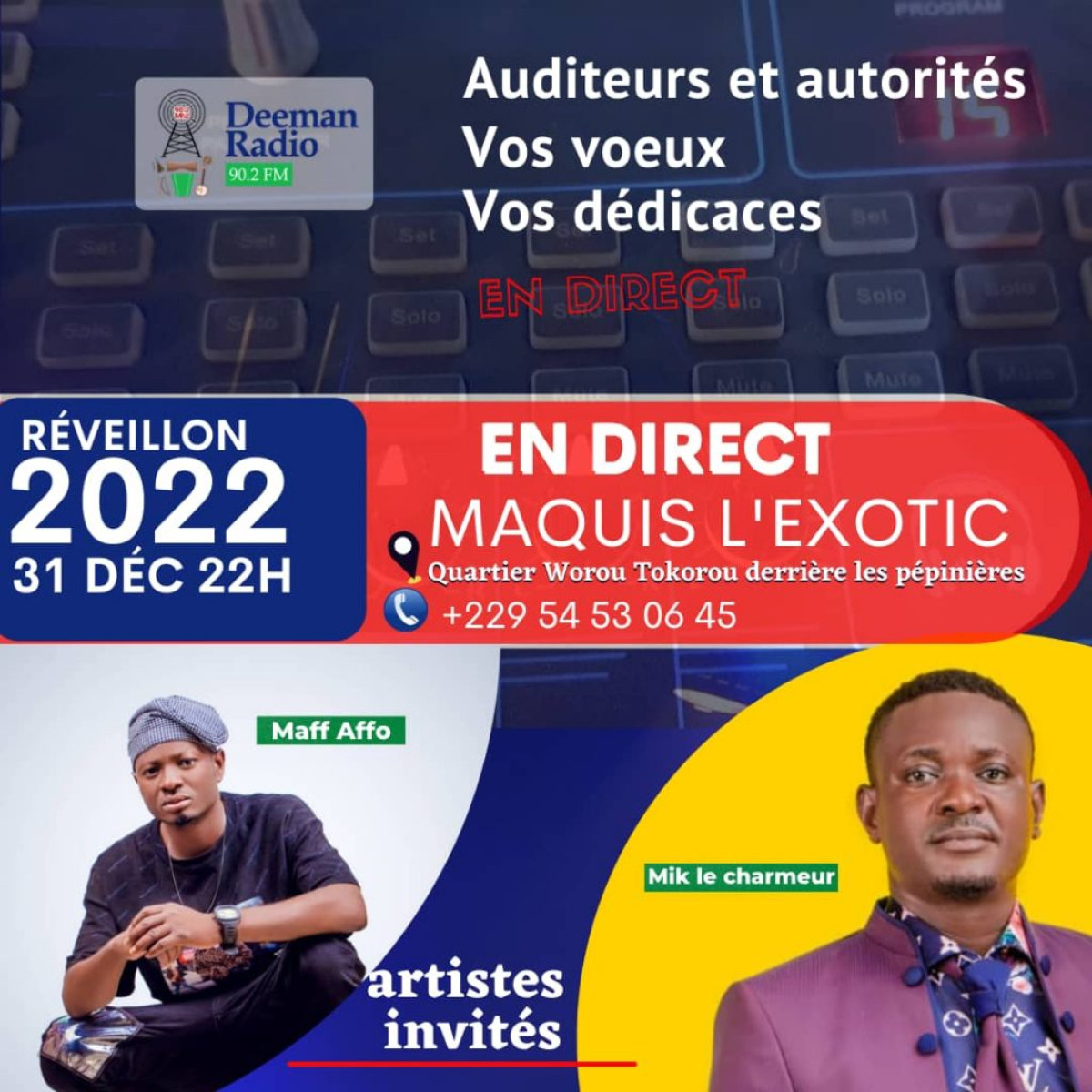 REVEILLON DU NOUVEL AN :  Deeman radio offre un show en direct du maquis l&rsquo;Exotic 