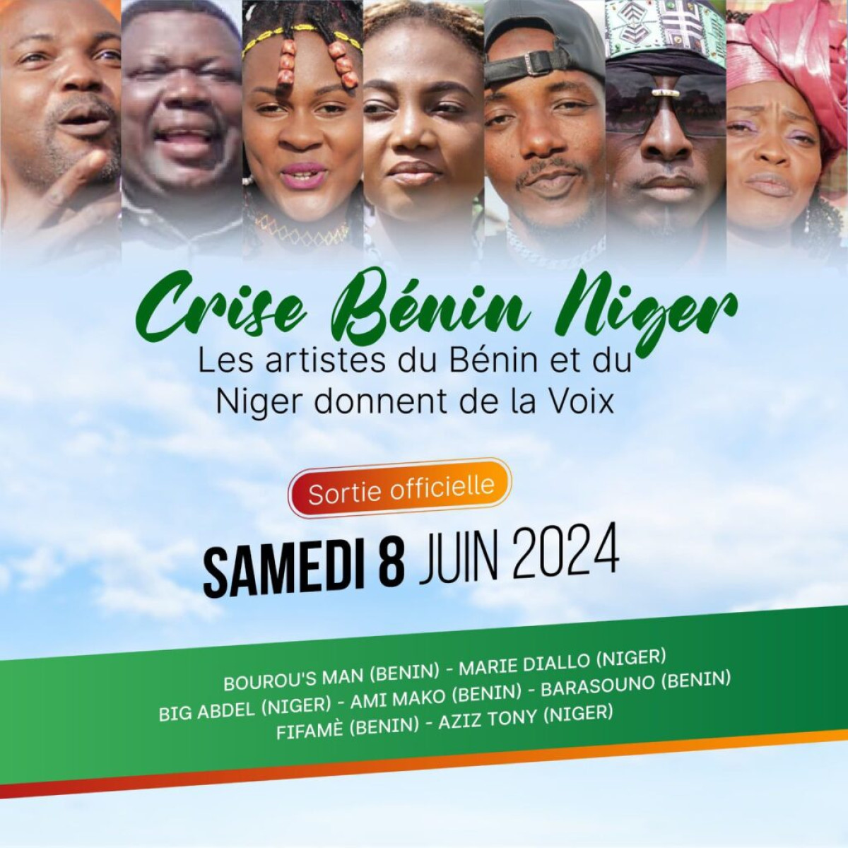 TENSIONS ENTRE LE BÉNIN ET LE NIGER : 7 artistes des deux pays unissent leurs voix pour un retour au calme .Tout ce qu’il faut savoir de cette nouvelle chanson disponible ce 8 juin