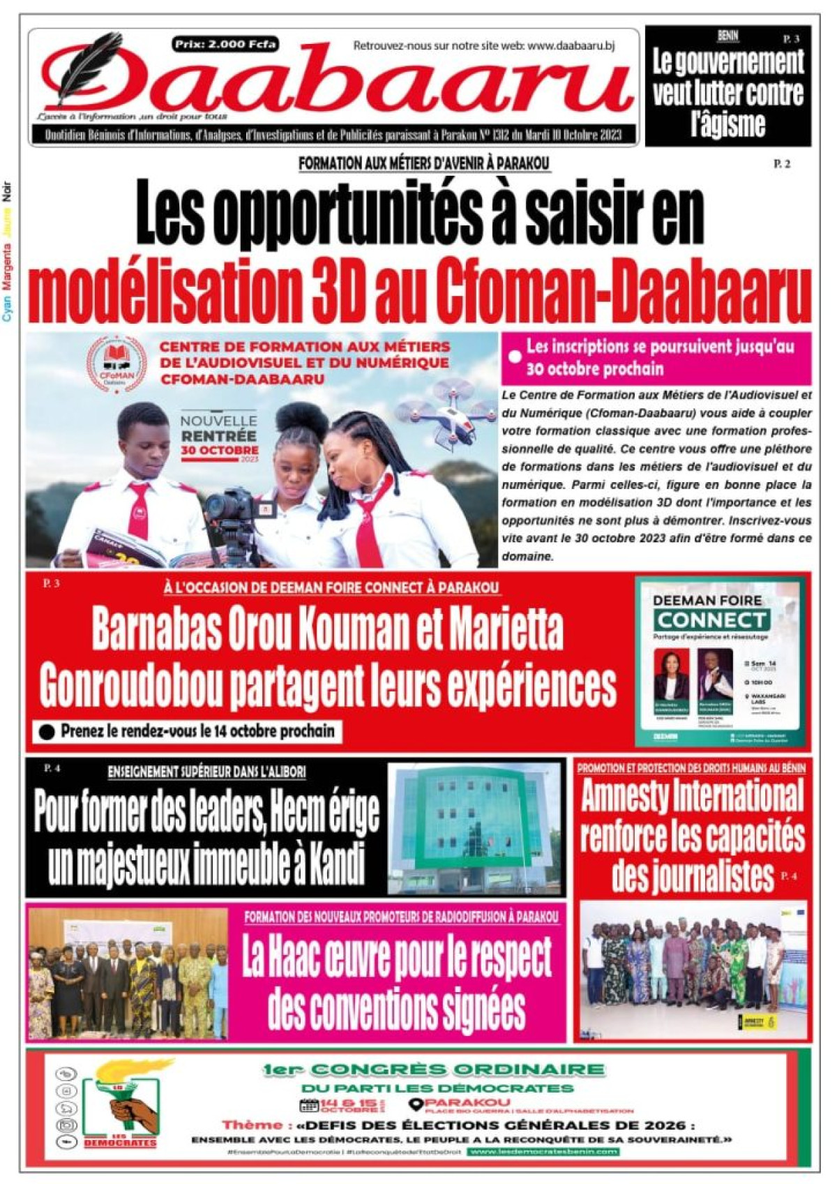 Une du mardi 10 octobre 2023