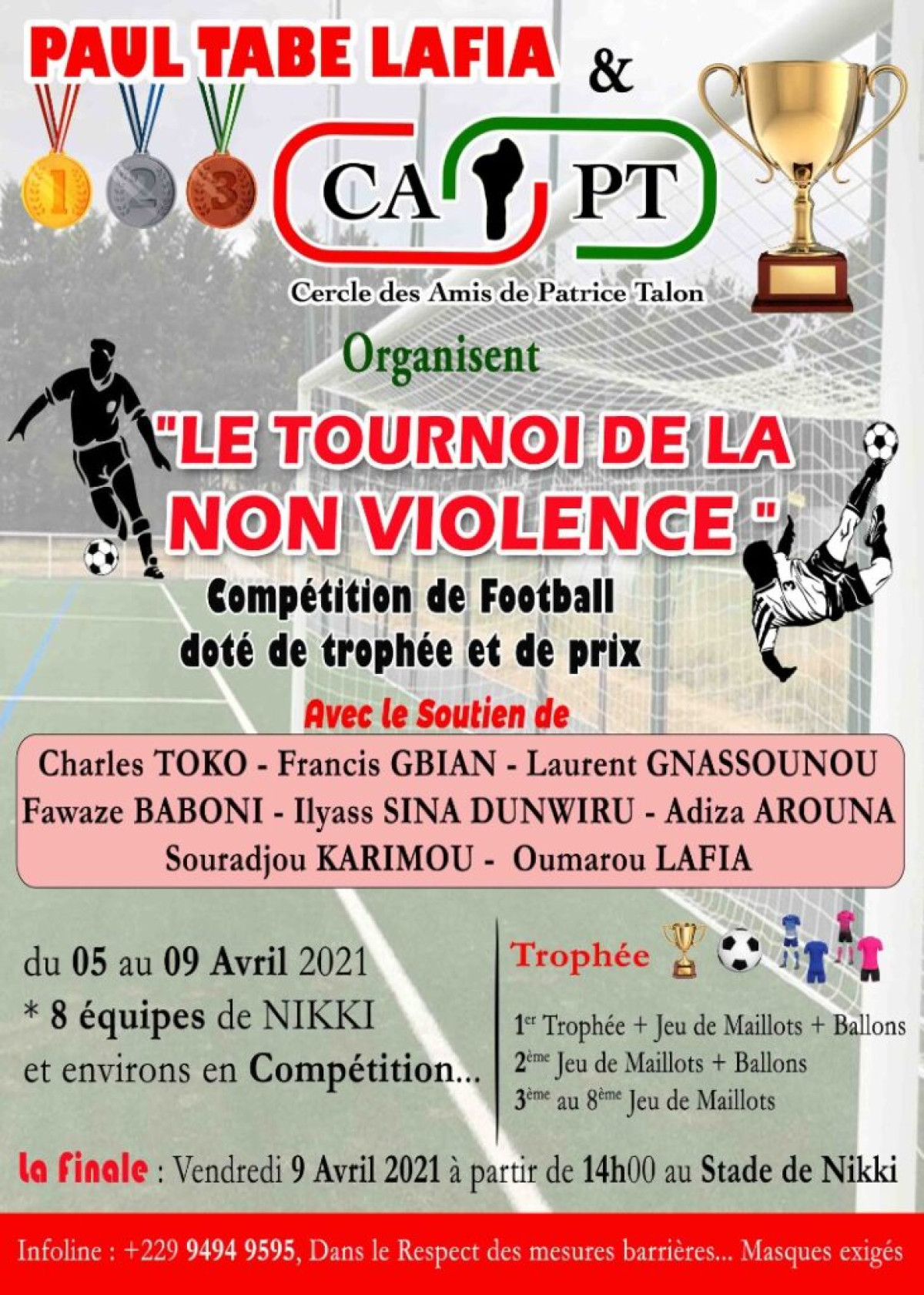 TOURNOI DE LA NON VIOLENCE A NIKKI : Lafia Joseph # Sérékali, l’affiche de la finale . Les populations remercient le président Paul Tabé Lafia et le Capt