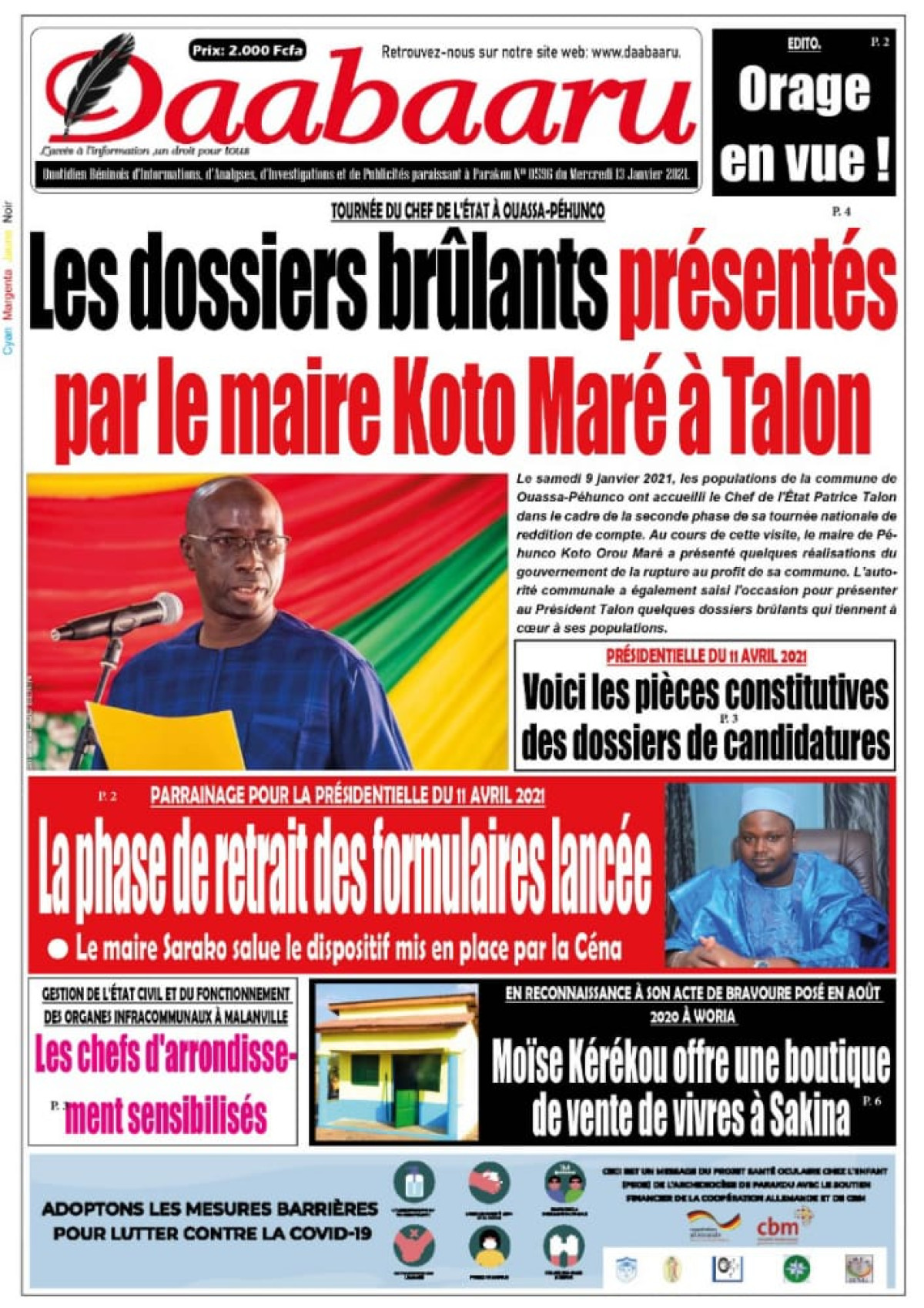 Parution du mercredi 13 janvier 2021