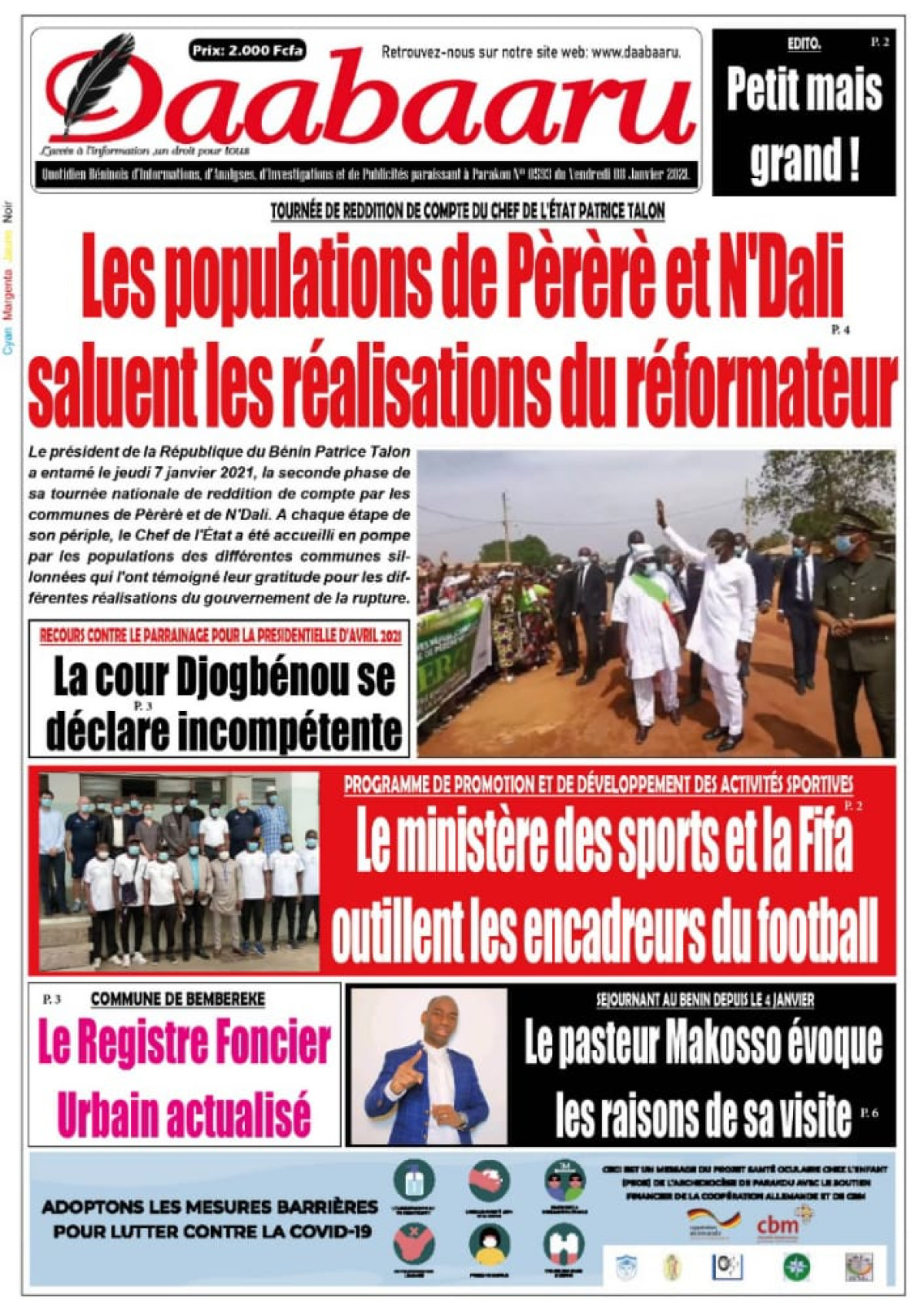 Parution du vendredi 08 janvier 2021