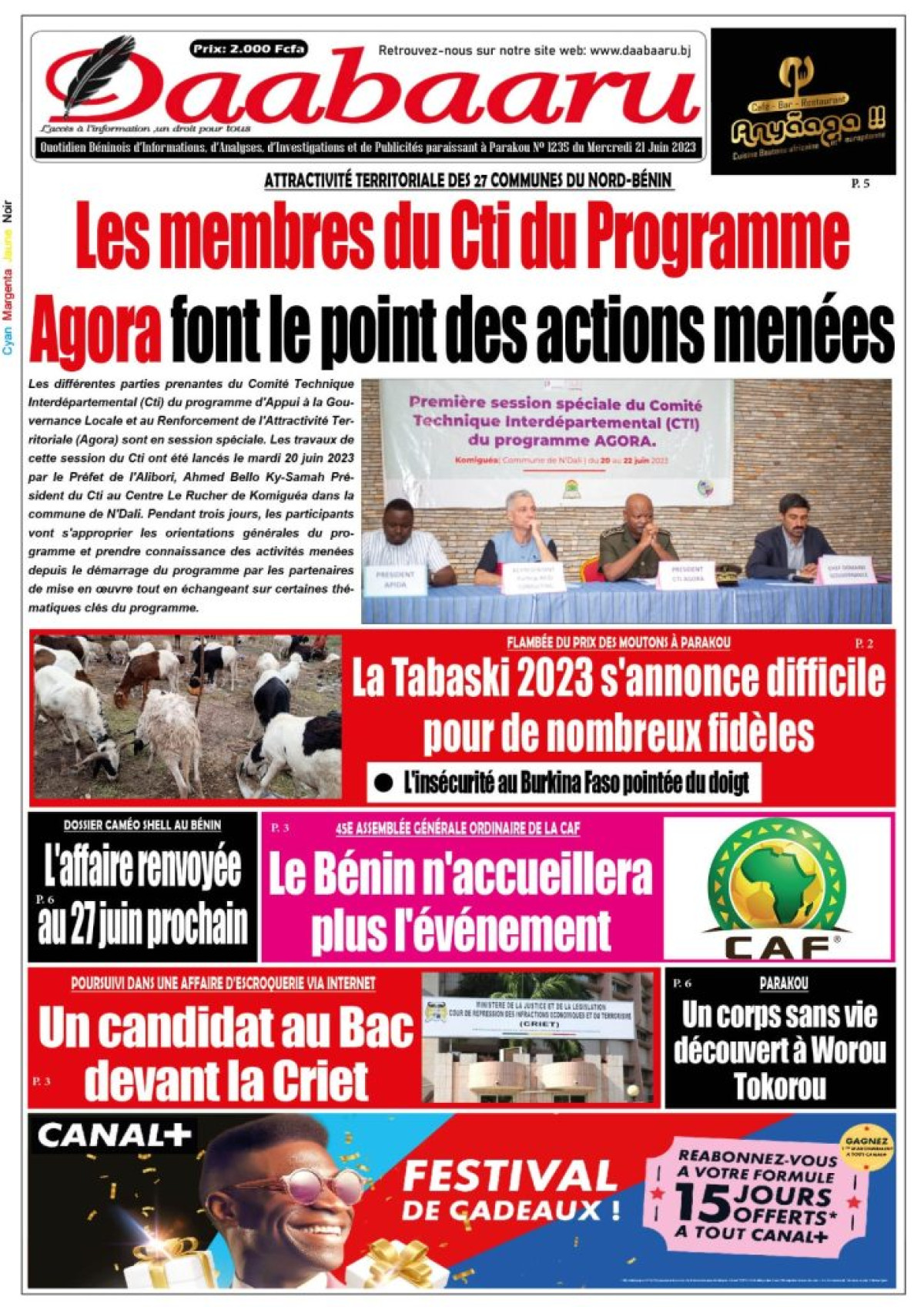 UNE DU MERCREDI 21 JUIN 2023