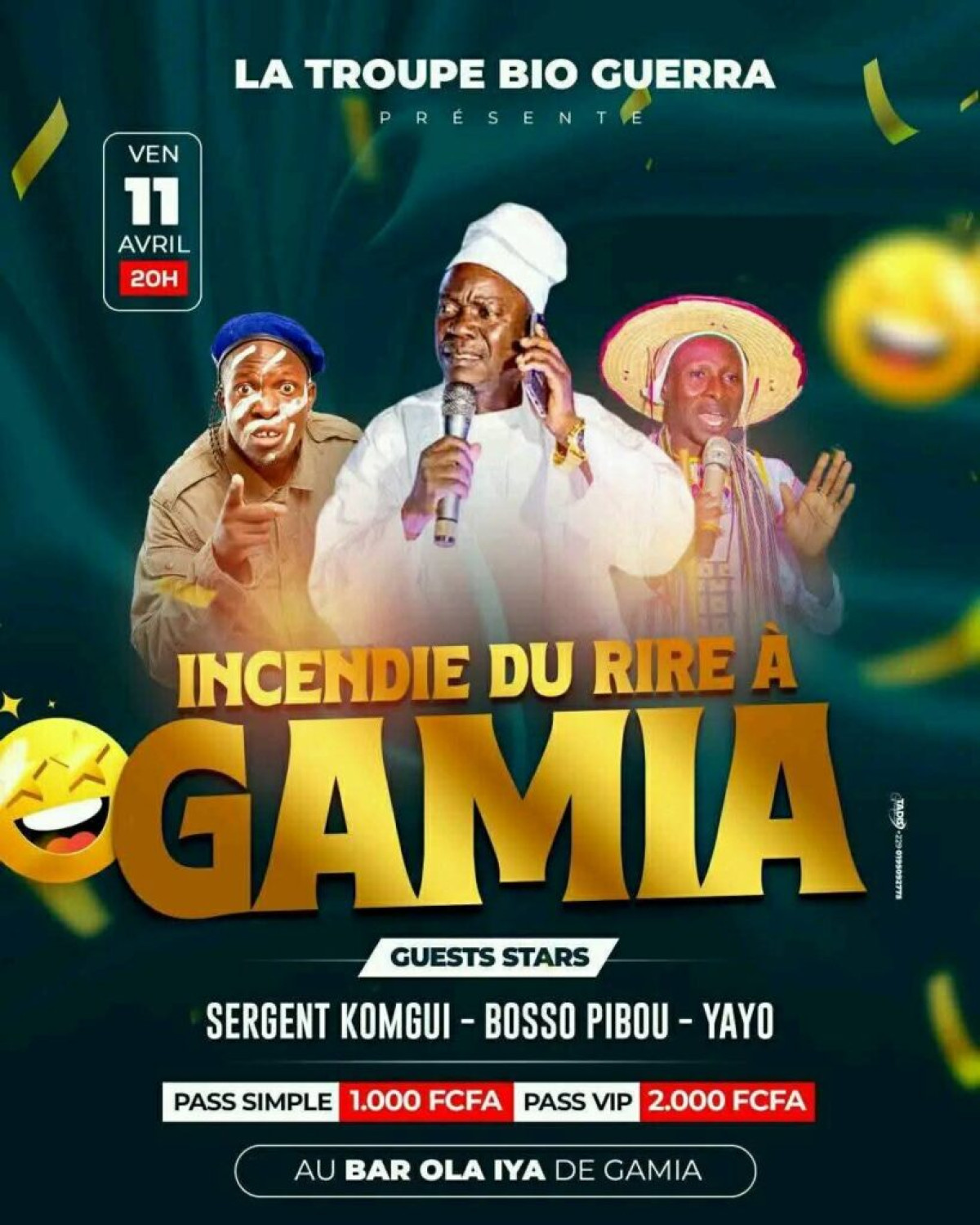 Bembéréké/spectacle « incendie du rire » à Gamia: Sergent Komgui-Bosso Pibou-Yayo sur scène le 11 avril 