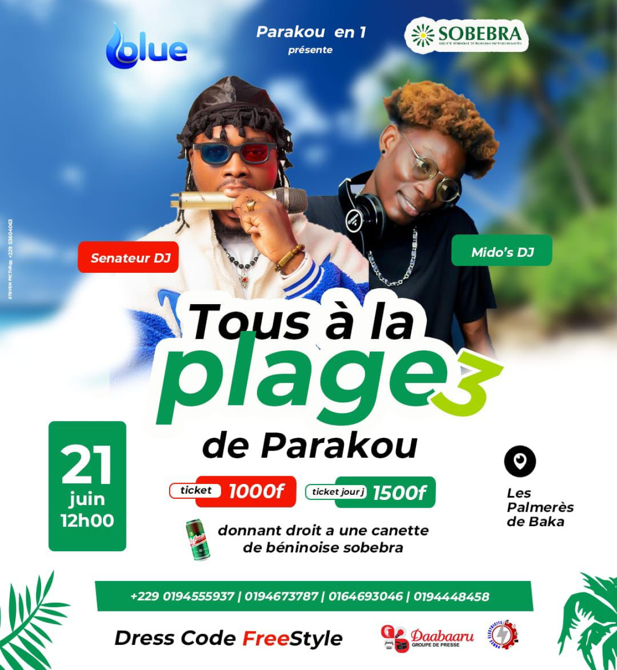 3ème édition de ''tous à la plage'' de Parakou :Sénateur DJ et Mido’s DJ donnent rendez-vous au public le 21 juin prochain