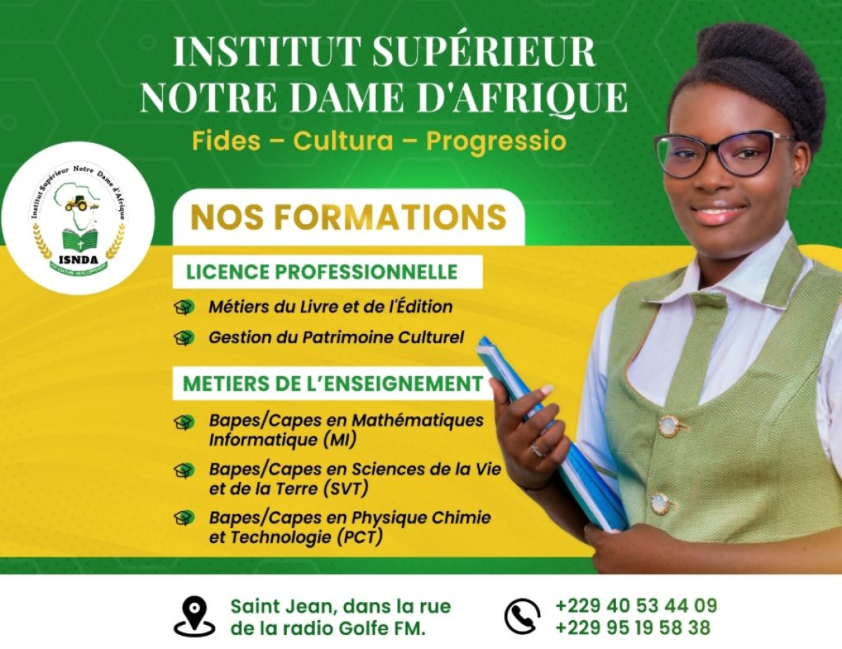 INSTITUT SUPÉRIEUR NOTRE DAME D’AFRIQUE DU BÉNIN : L’Université qu’il vous faut pour des formations de qualité