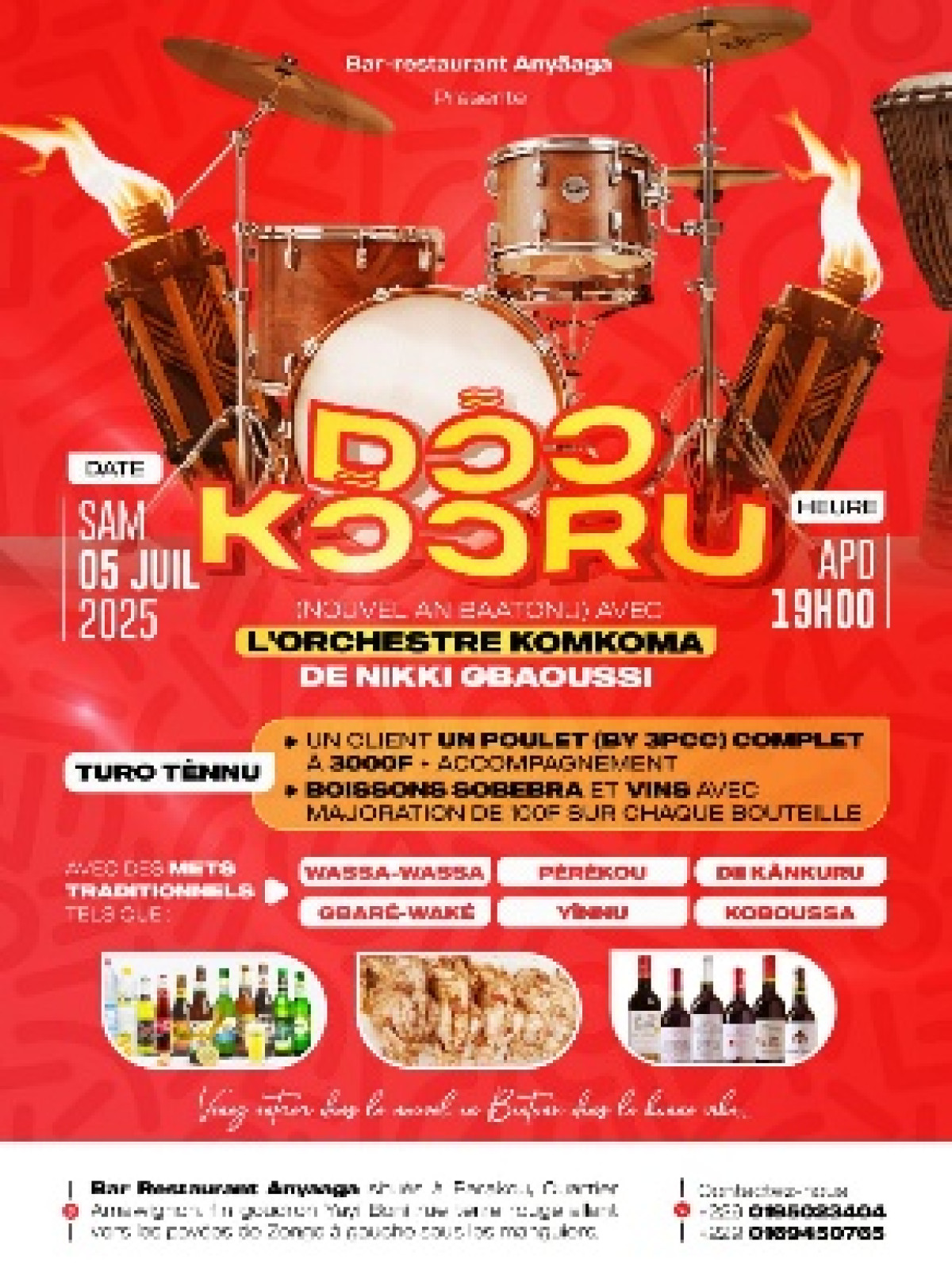 Célébration du Donkonrou ce samedi 5 juillet avec l’orchestre de Nikki Gbaoussi: au Bar-restaurant Anyãaga, le nouvel an Baatonu rime avec ambiance