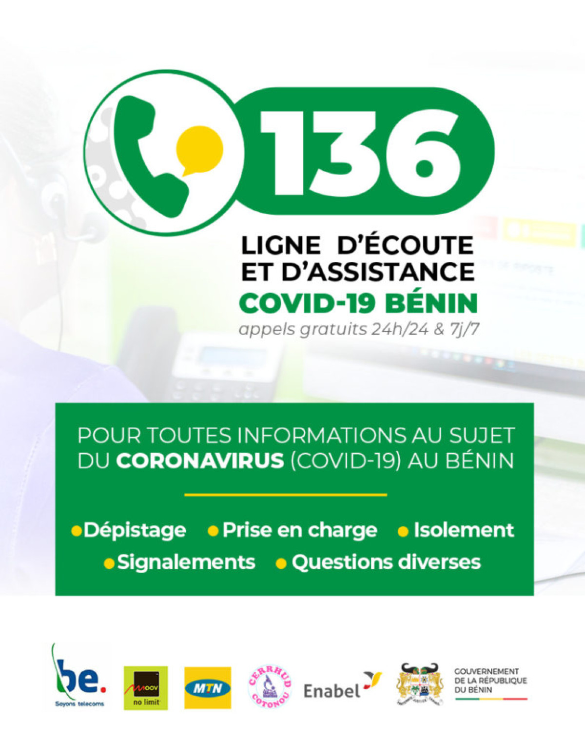 BÉNIN/CORONAVIRUS : Le gouvernement rend opérationnel le numéro vert du centre d’appel