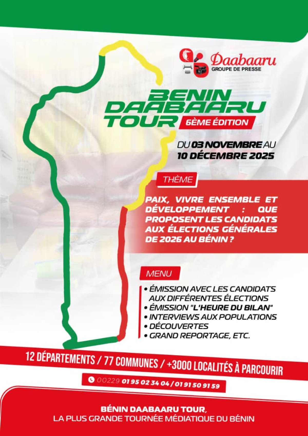 Bénin Daabaaru tour 2025: la plus grande tournée médiatique du Bénin démarre le 3 novembre