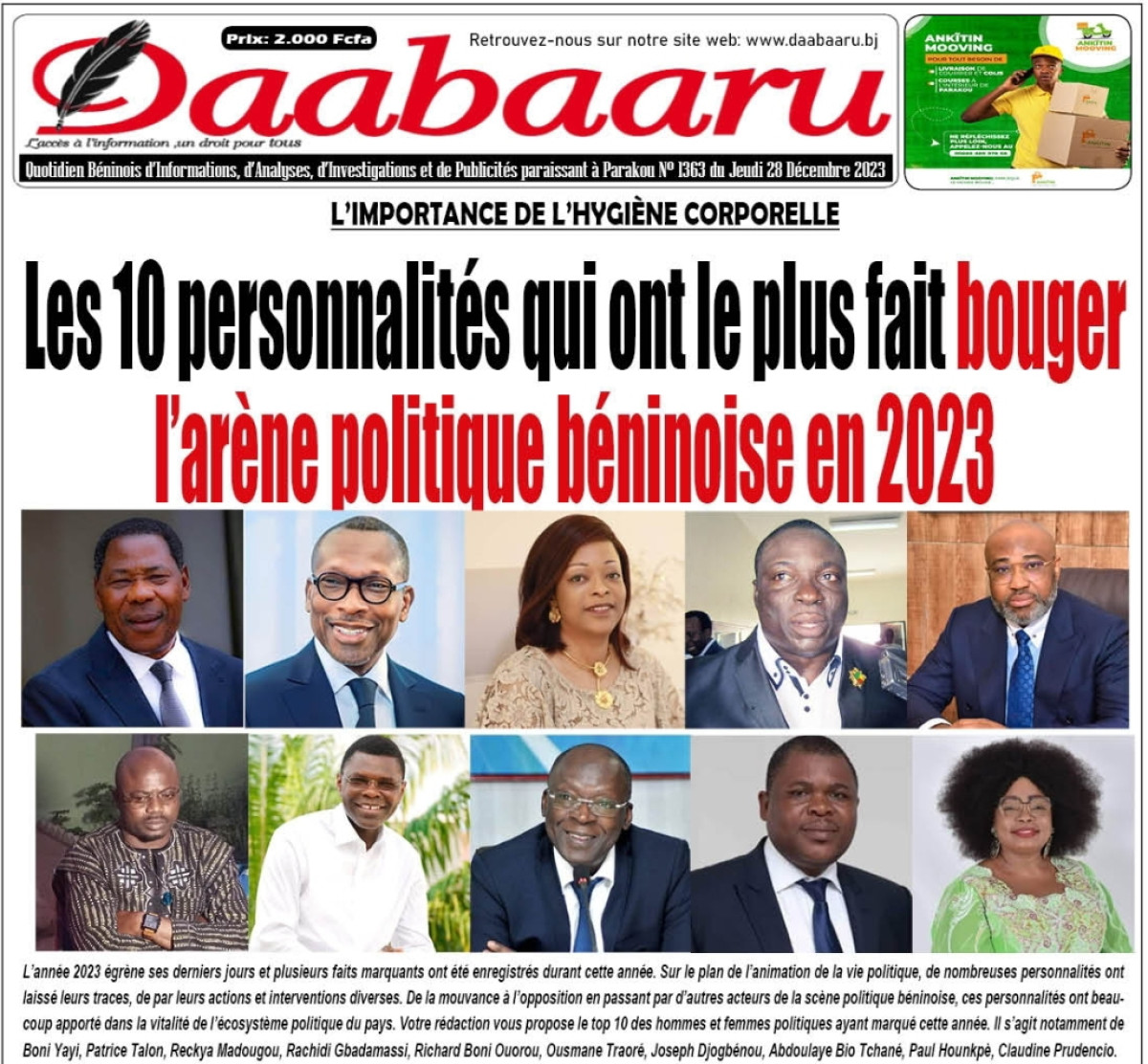 BILAN ANNUEL AU BÉNIN : Les 10 personnalités qui ont le plus fait bouger l&rsquo;arène politique béninoise en 2023