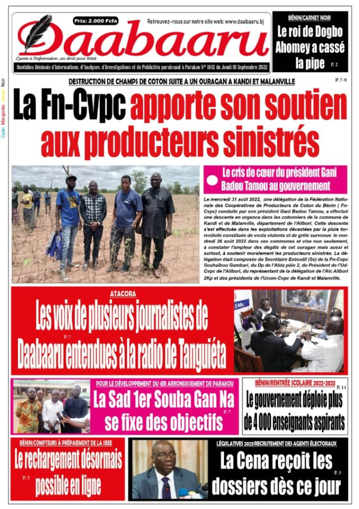 UNE DU JEUDI 1ER SEPTEMBRE 2022