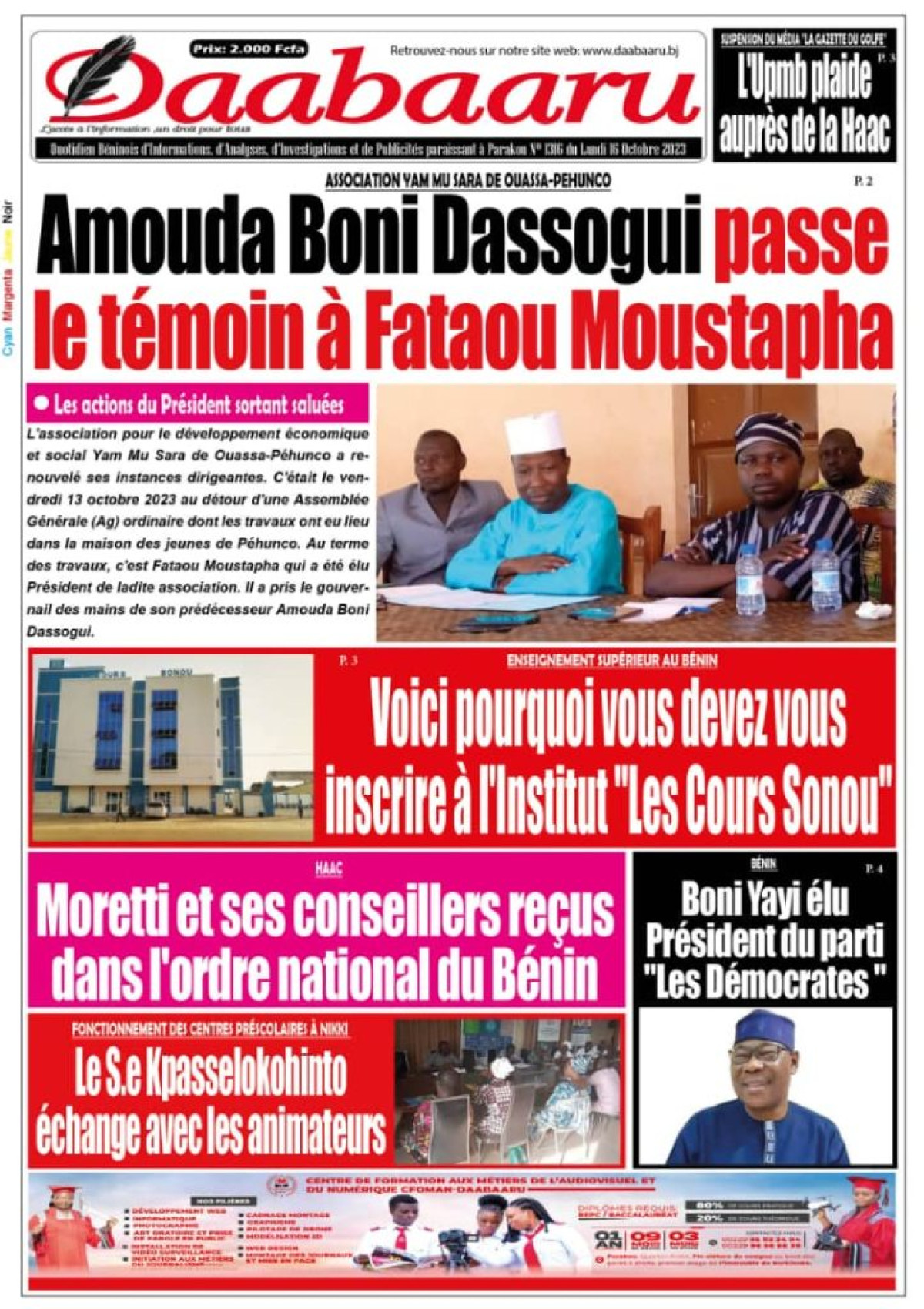 UNE DU LUNDI 16 OCTOBRE 2023