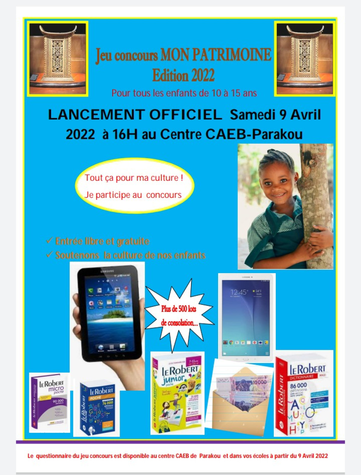 JEU-CONCOURS « MON PATRIMOINE » À PARAKOU : Le lancement officiel prévu pour le samedi 9 avril prochain