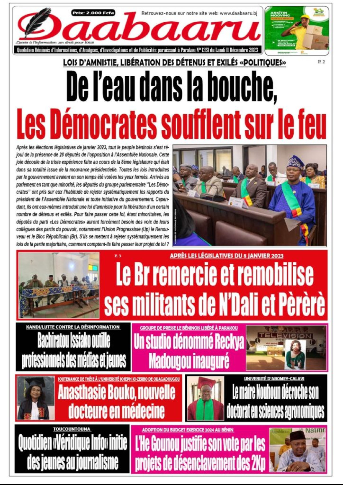 Parution du lundi 11 décembre 2023