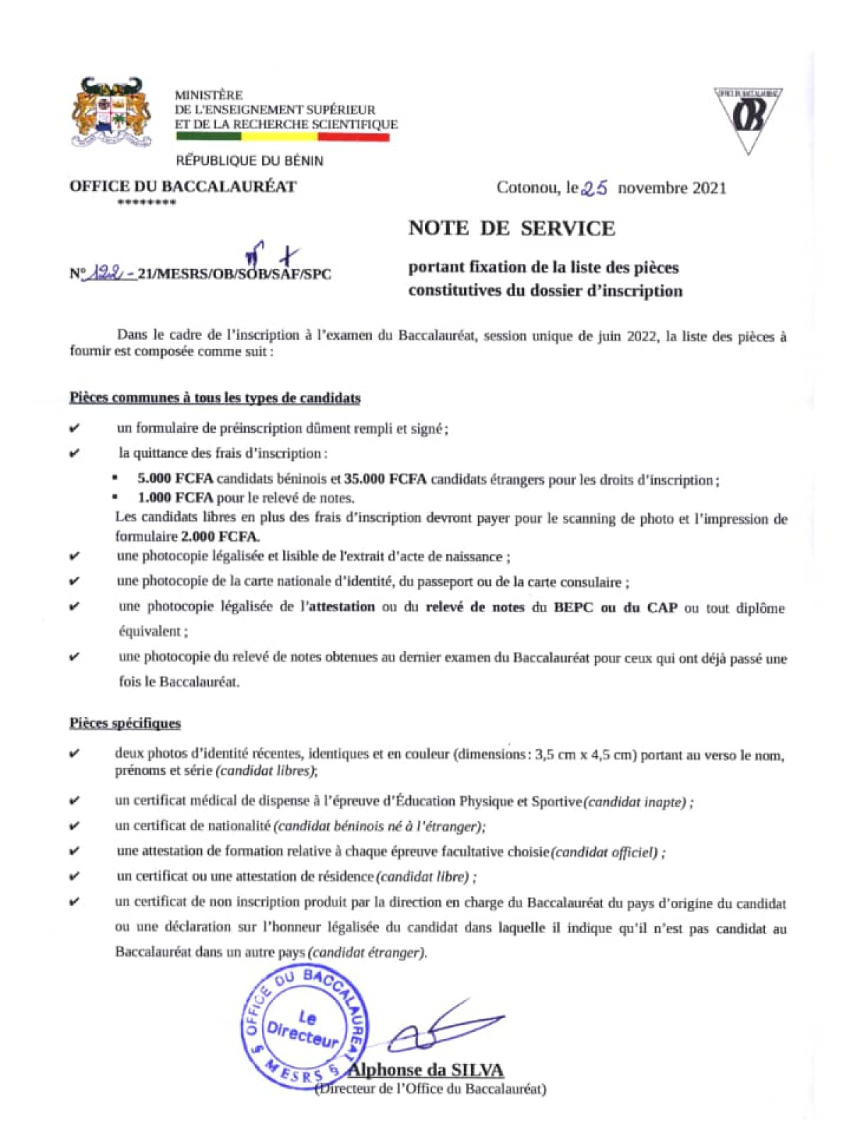 BENIN/BACCALAUREAT 2022 : Le registre d&rsquo;inscription ouvert