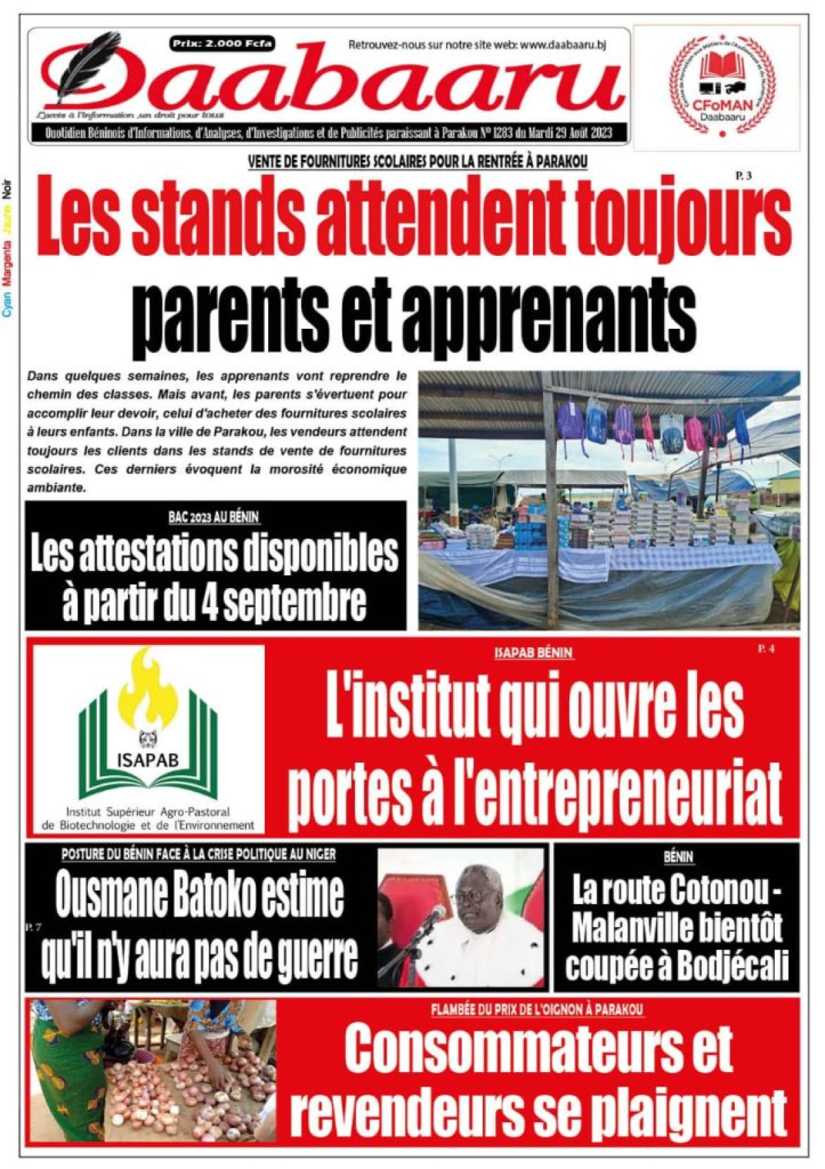 UNE DU MARDI 29 AOÛT 2023