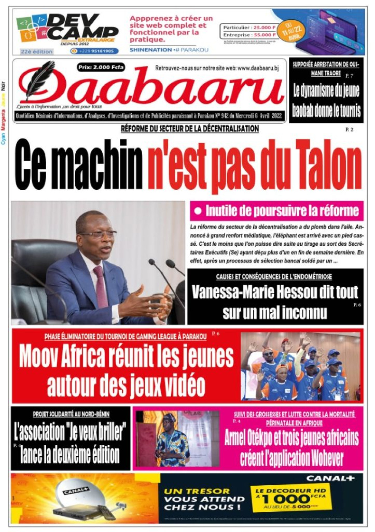 UNE DU MERCREDI 6 AVRIL 2022