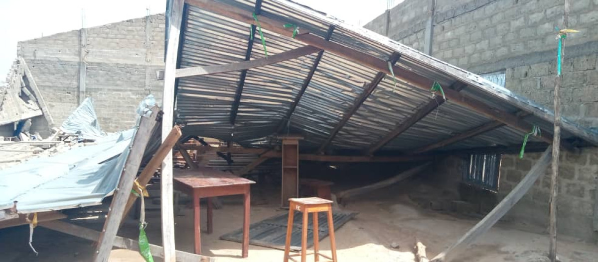 CONSEQUENCES DE LA DERNIERE PLUIE A PARAKOU : L’Eglise catholique de Thian endommagée
