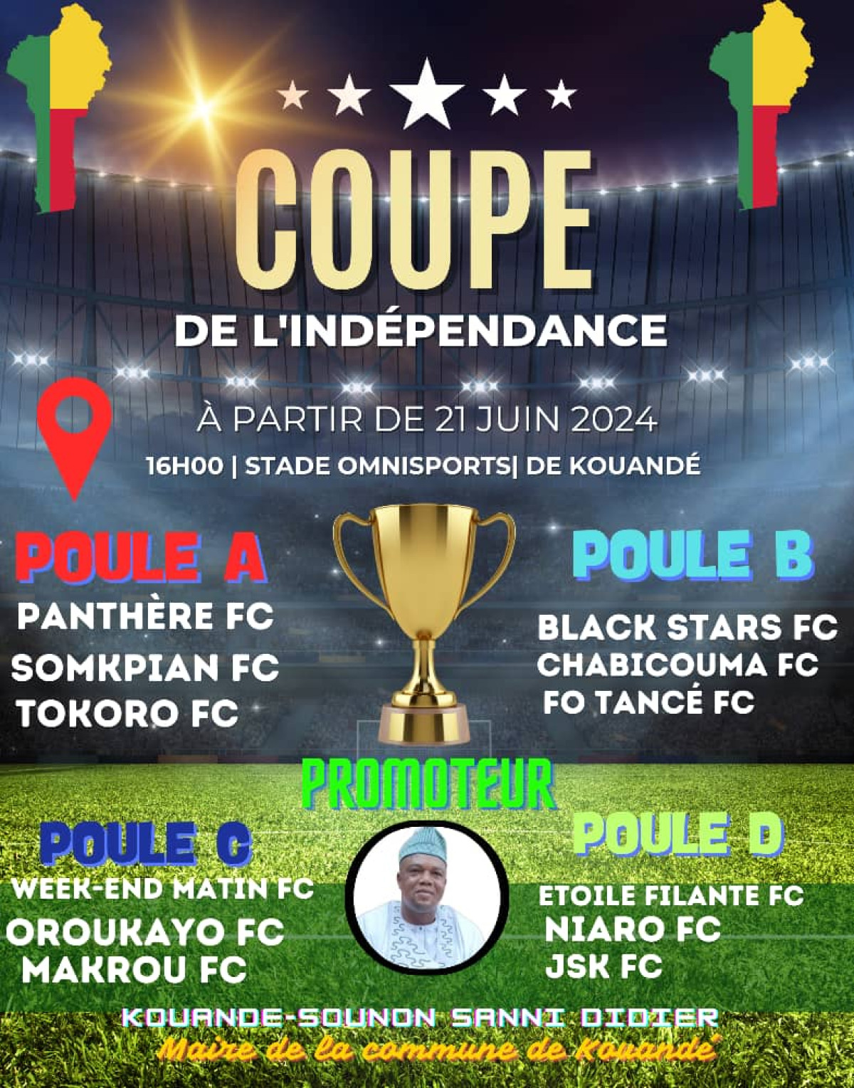 KOUANDÉ/SOUS LE HAUT PARRAINAGE DU MAIRE DIDIER KOUANDE-SOUNON : La coupe de l’indépendance lancée le 21 juin prochain
