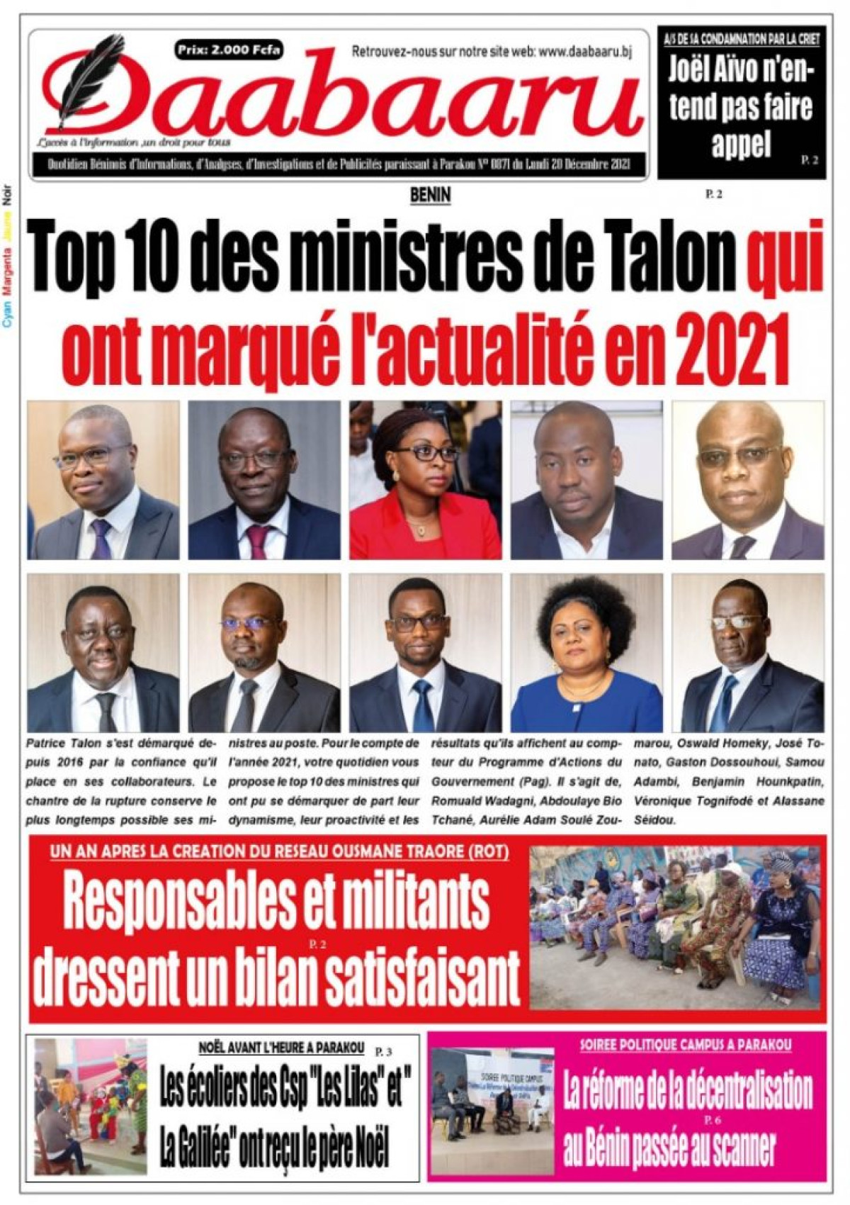 Parution du lundi 20 décembre 2021