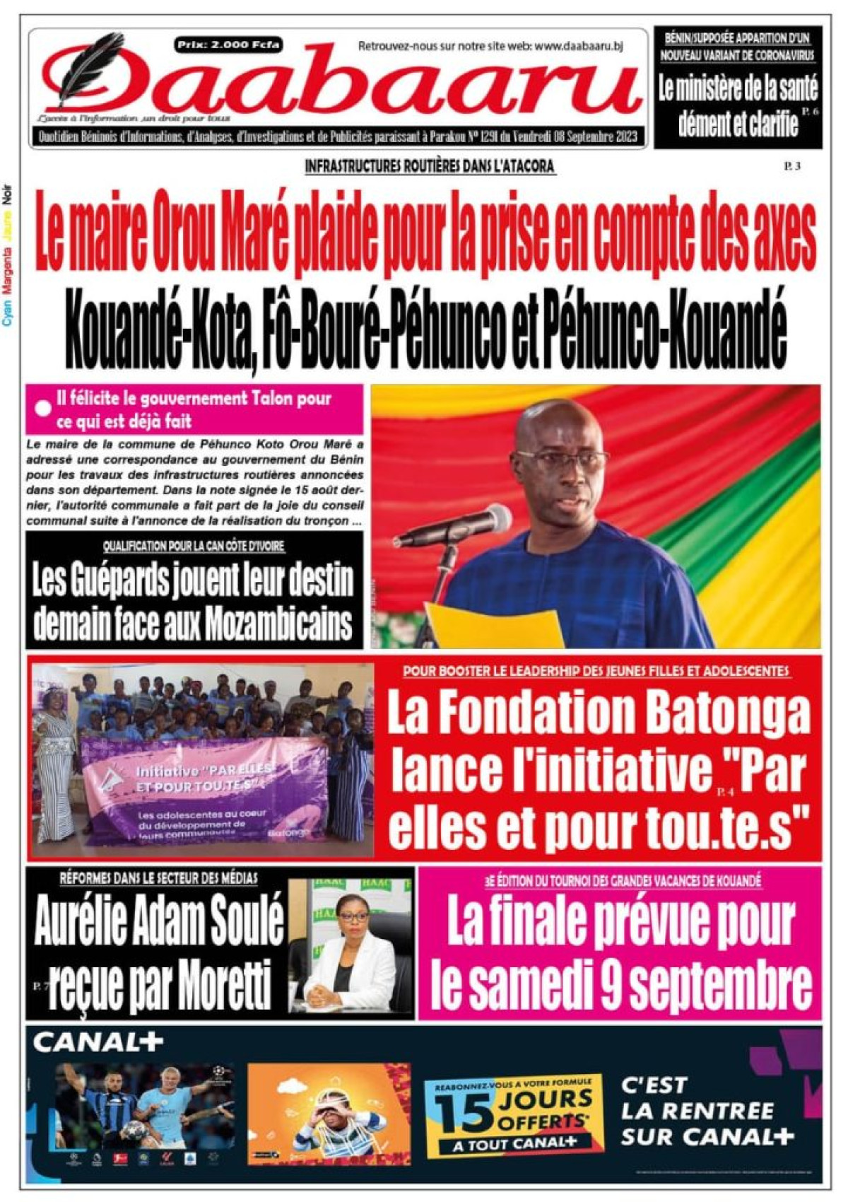 UNE DU VENDREDI 8 SEPTEMBRE 2023