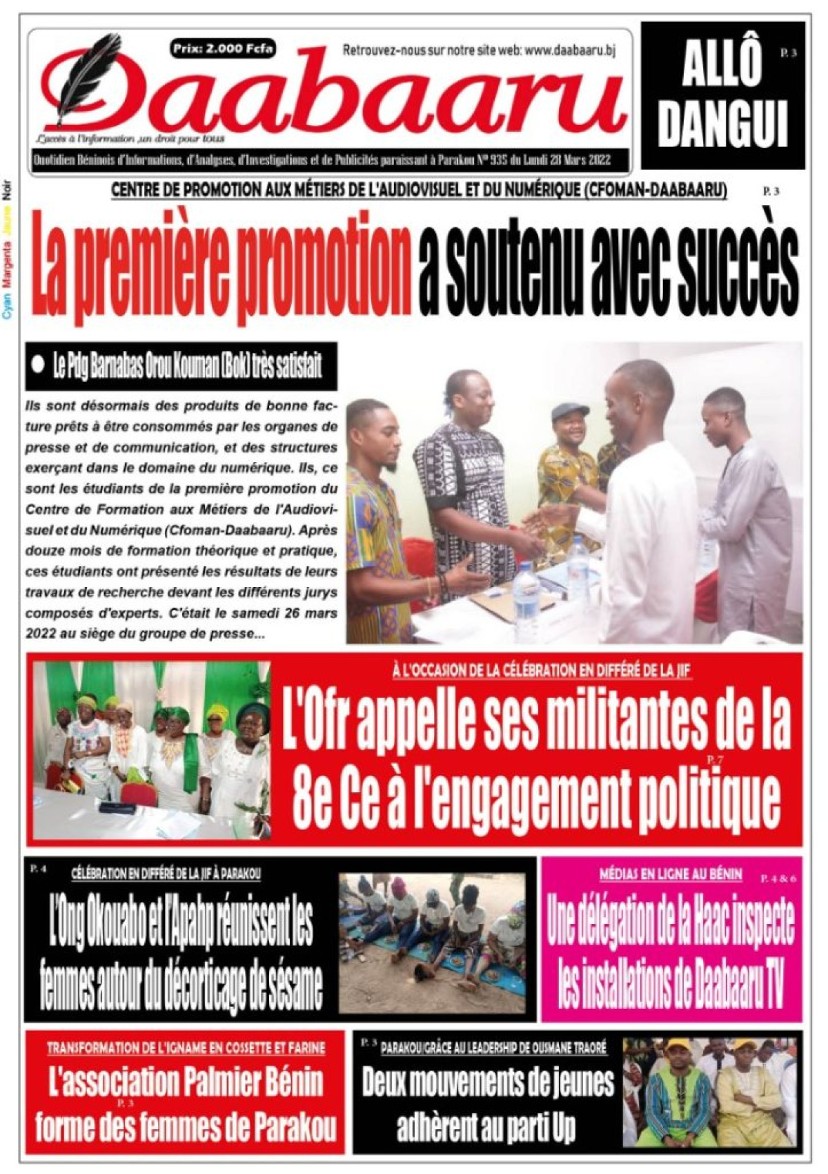 UNE DU LUNDI 28 MARS 2022