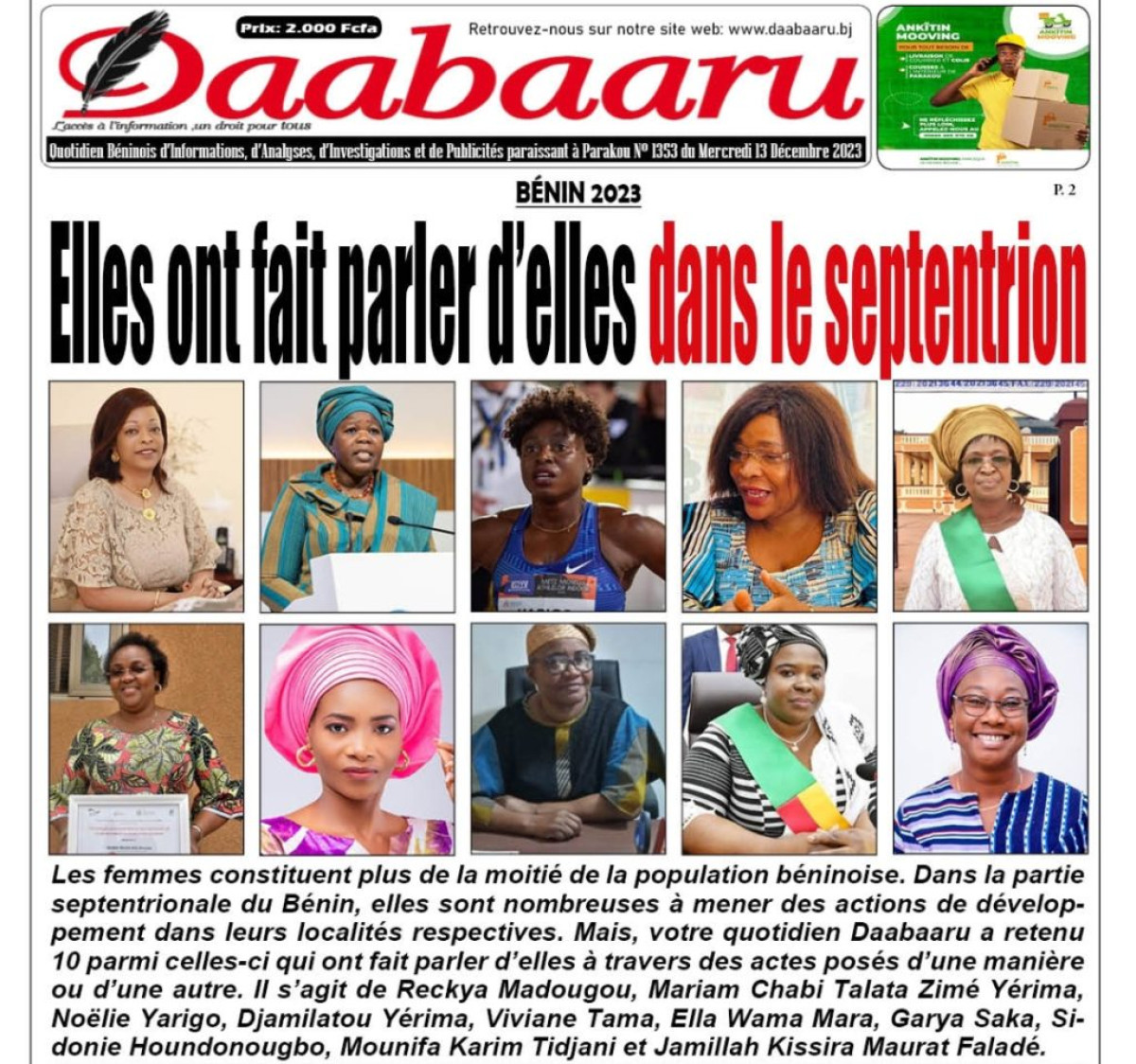BÉNIN 2023 : Elles ont fait parler d’elles dans le septentrion