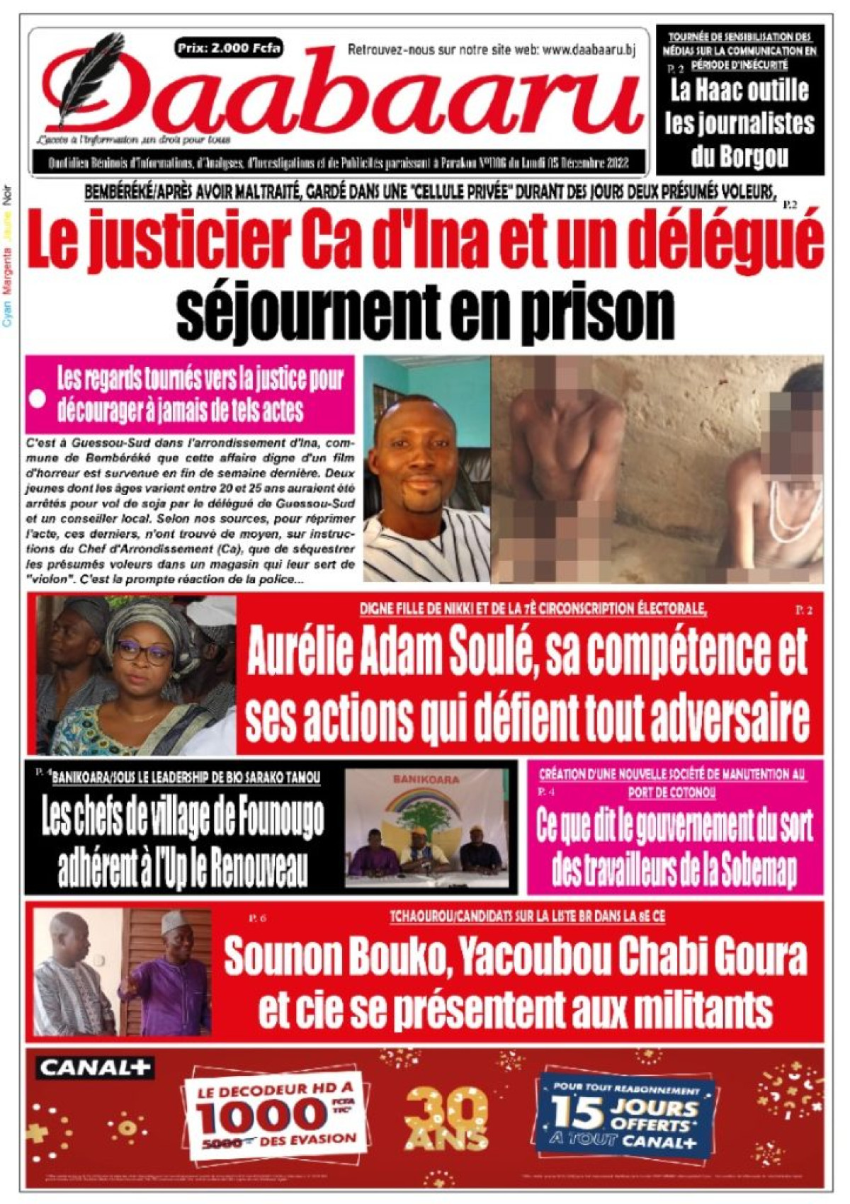 UNE DU LUNDI 5 NOVEMBRE 2022