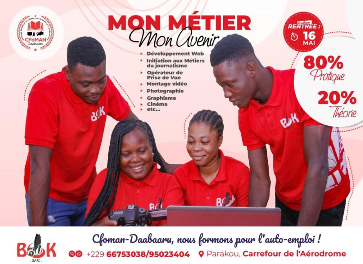 FORMATION AUX MÉTIERS DE L’AUDIOVISUEL ET DU NUMÉRIQUE AU BÉNIN : Le Cfoman-Daabaaru reporte sa rentrée au 6 mai prochain . Les inscriptions aux métiers d’avenir toujours ouvertes