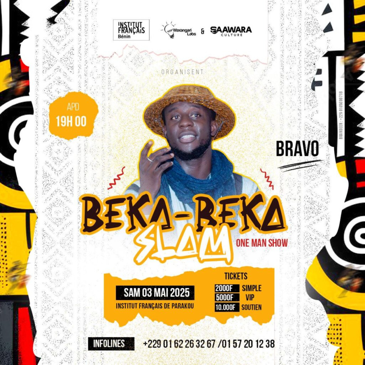 One man show « Beka-Beka Slam»: Bravo vous promet du feu à l’institut français de Parakou demain Samedi