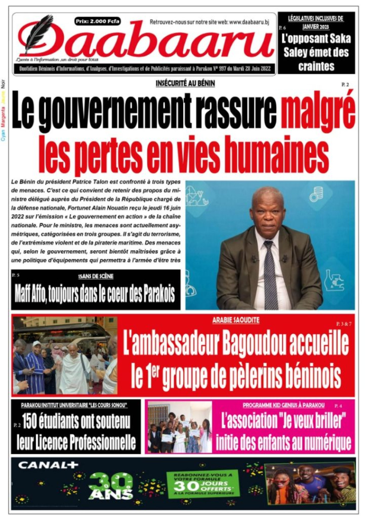 UNE DU MARDI 28 JUIN 2022