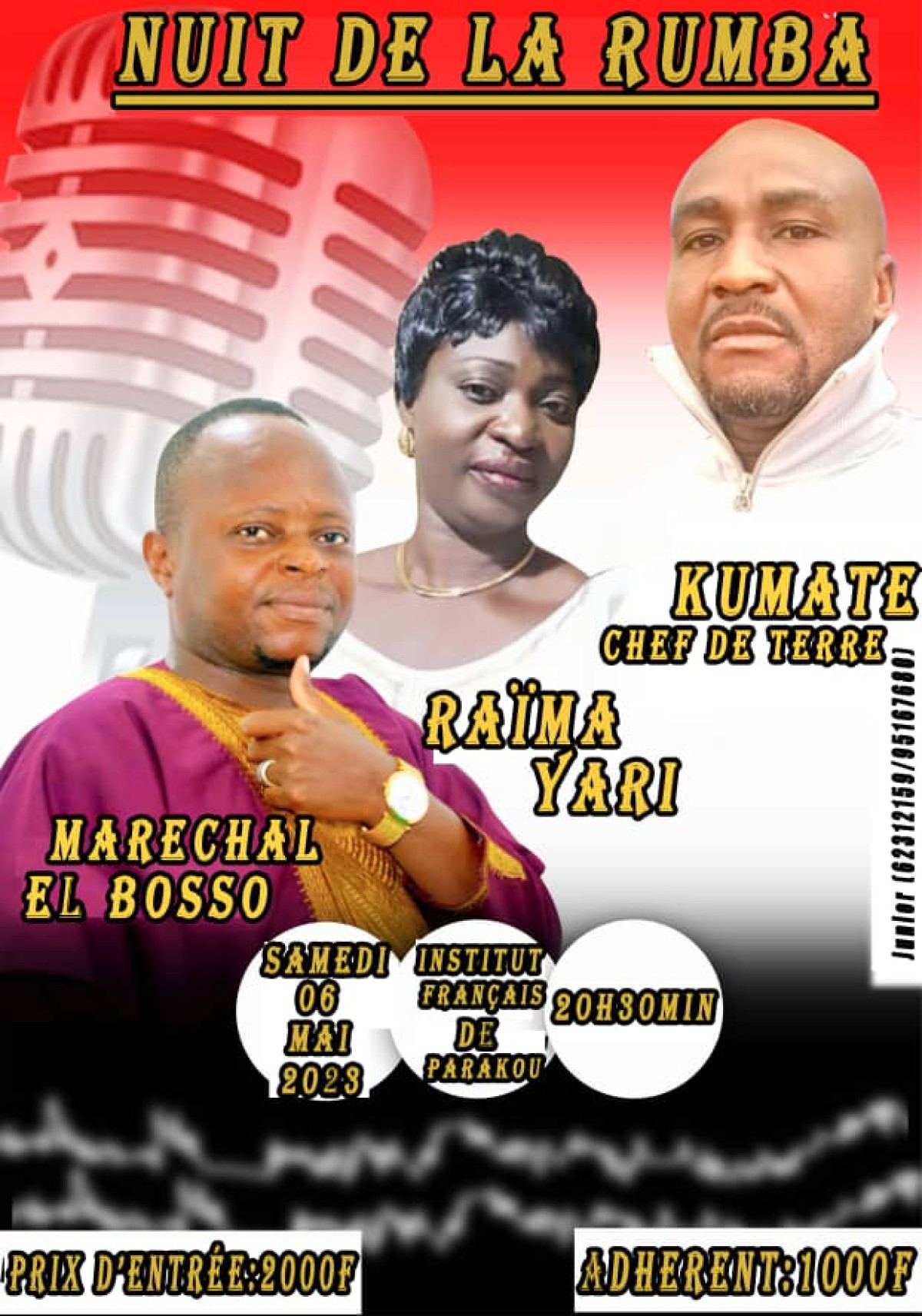 NUIT DE LA RUMBA A L’INSTITUT FRANÇAIS DE PARAKOU : Rendez-vous avec Kumaté, Raïma Yari et Maréchal el Bosso le 6 mai prochain