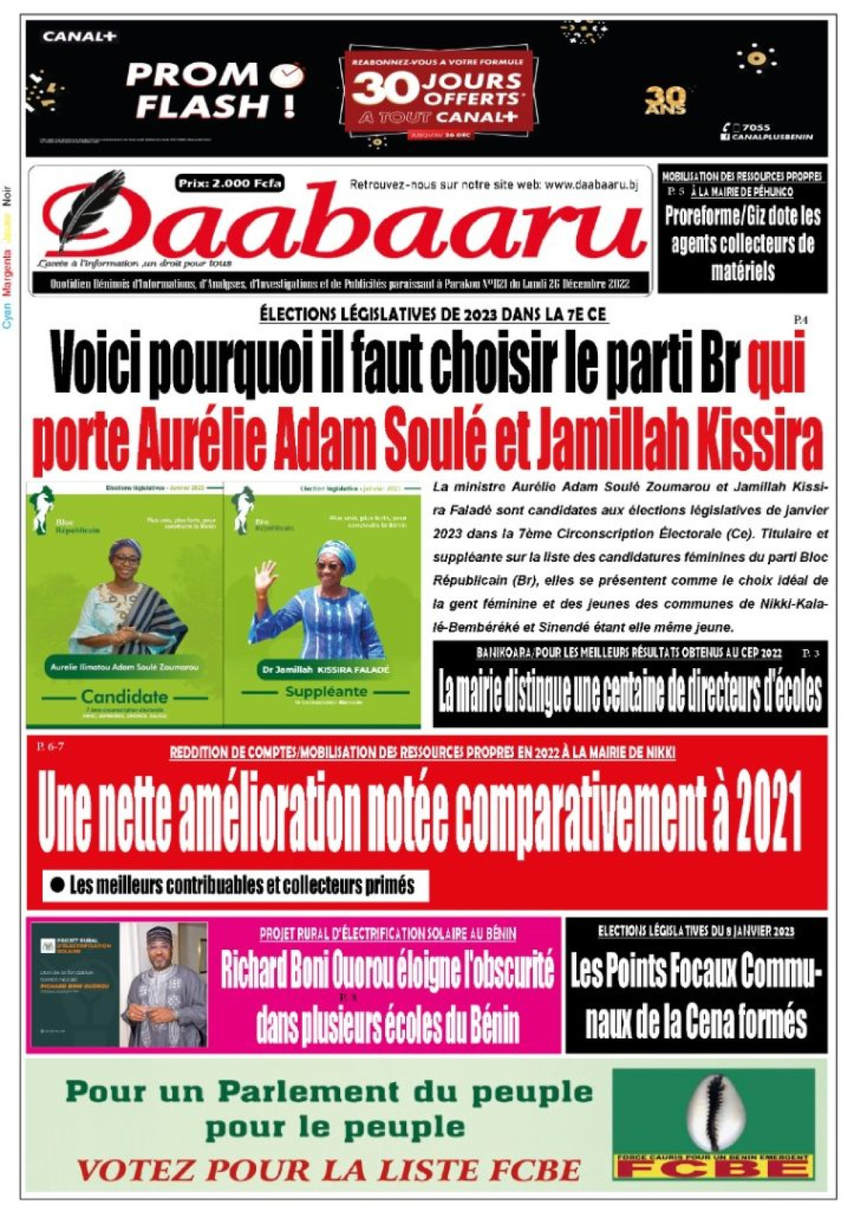 UNE DU LUNDI 26 DÉCEMBRE 2022