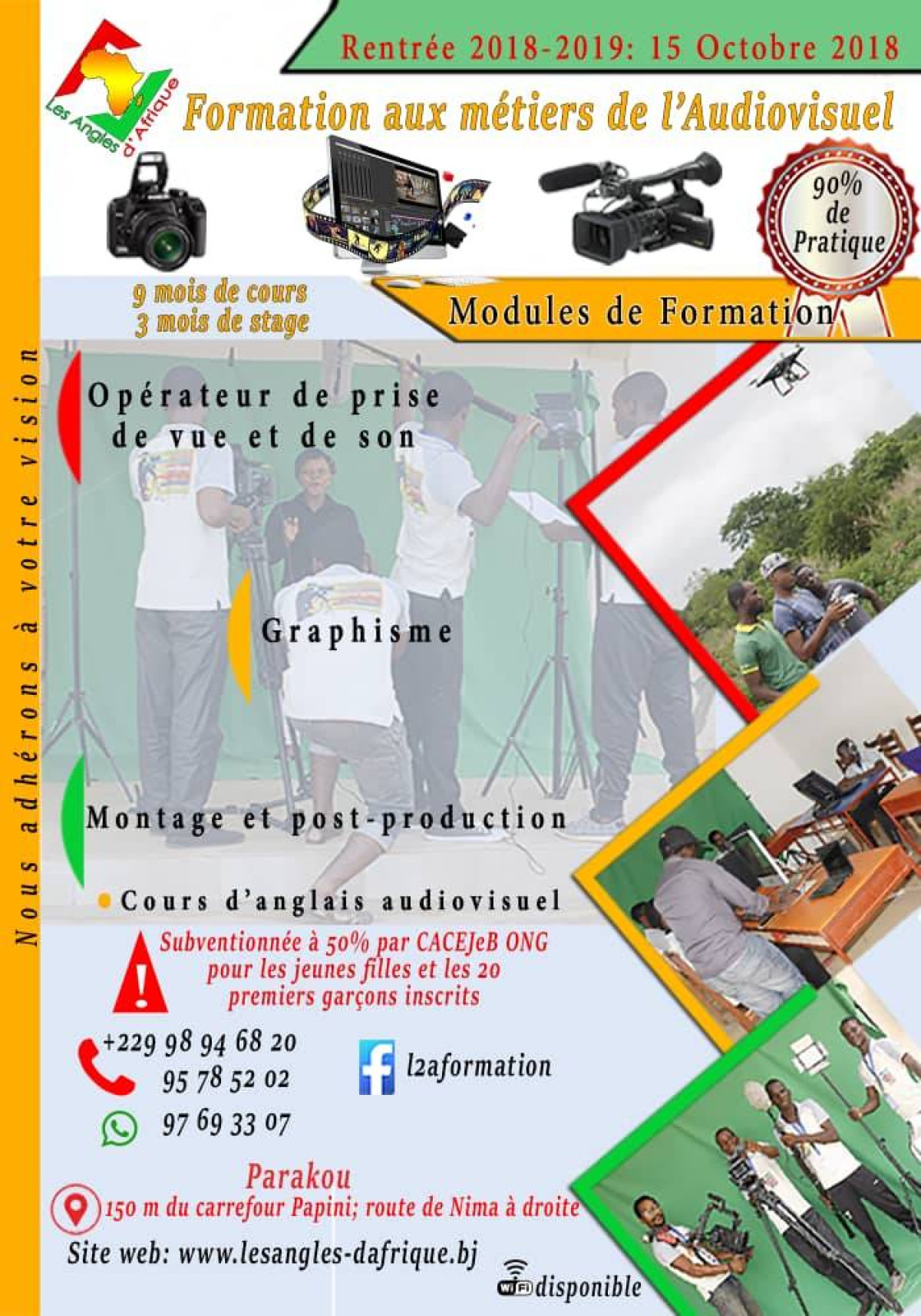 FORMATION AUX MÉTIERS DE L’AUDIOVISUEL À PARAKOU : Les angles d’Afrique offrent une réduction de 50% pour la rentrée prochaine