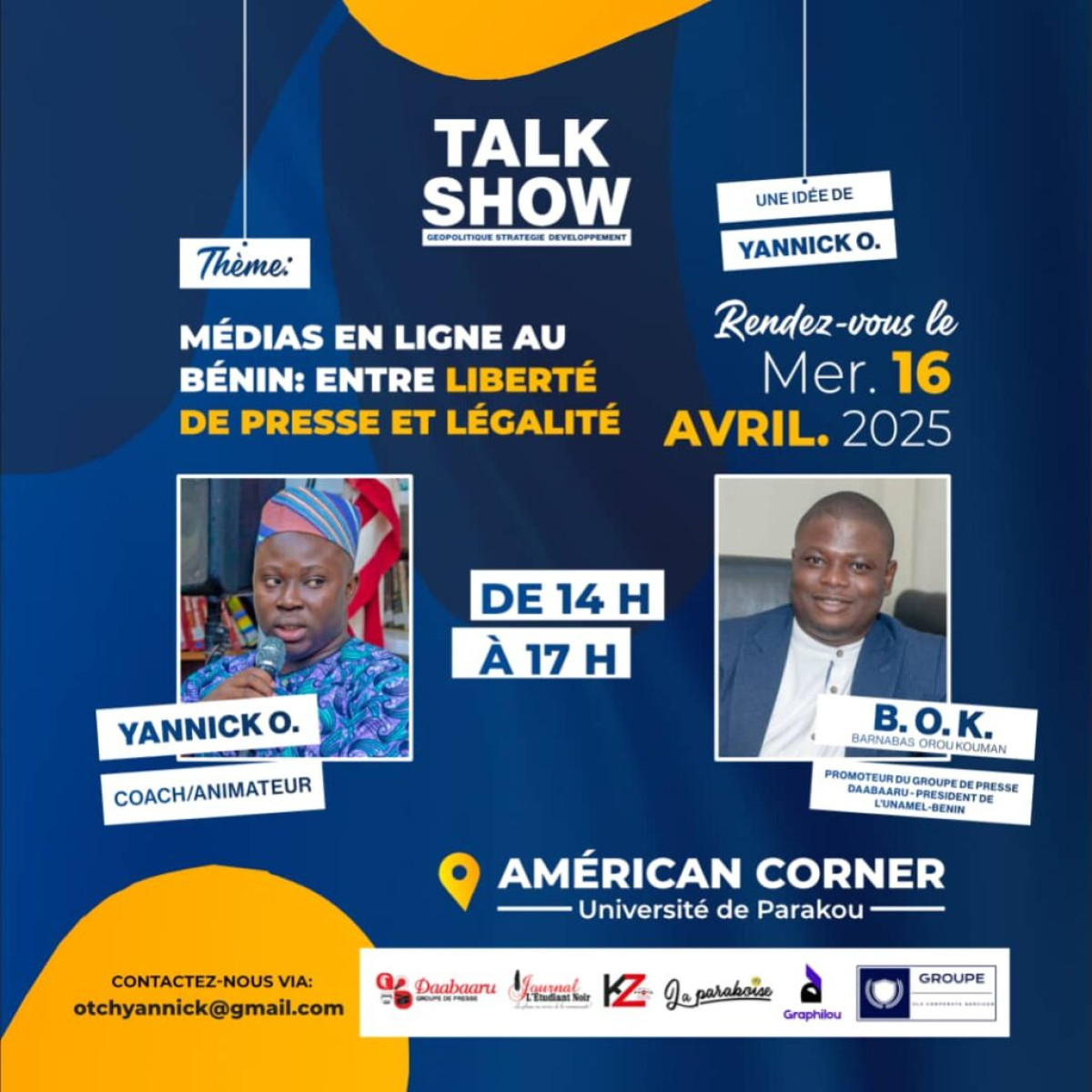 Université de Parakou/Talk show sur les médias en ligne au Bénin: Barnabas Orou Kouman, l’invité de Yannick le 16 avril prochain