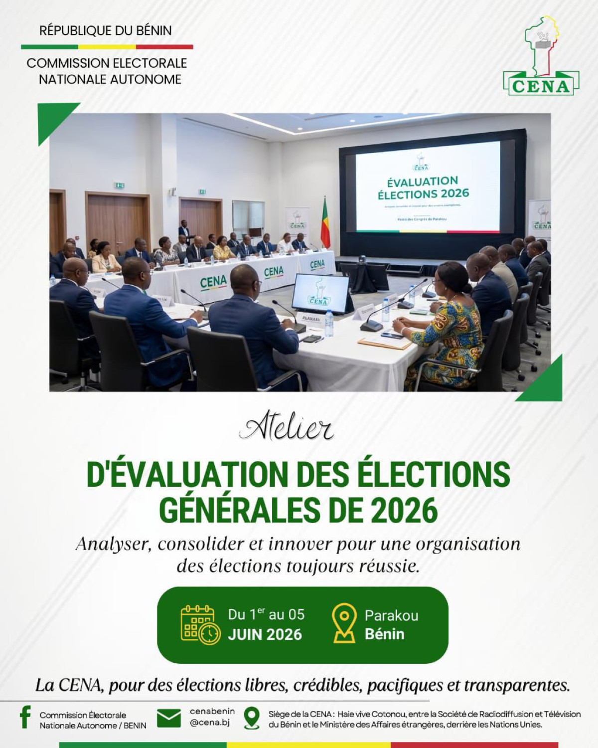 Atelier d'évaluation des élections générales de 2026 au Bénin: Parakou accueille les acteurs électoraux du 1er au 5 juin prochain
