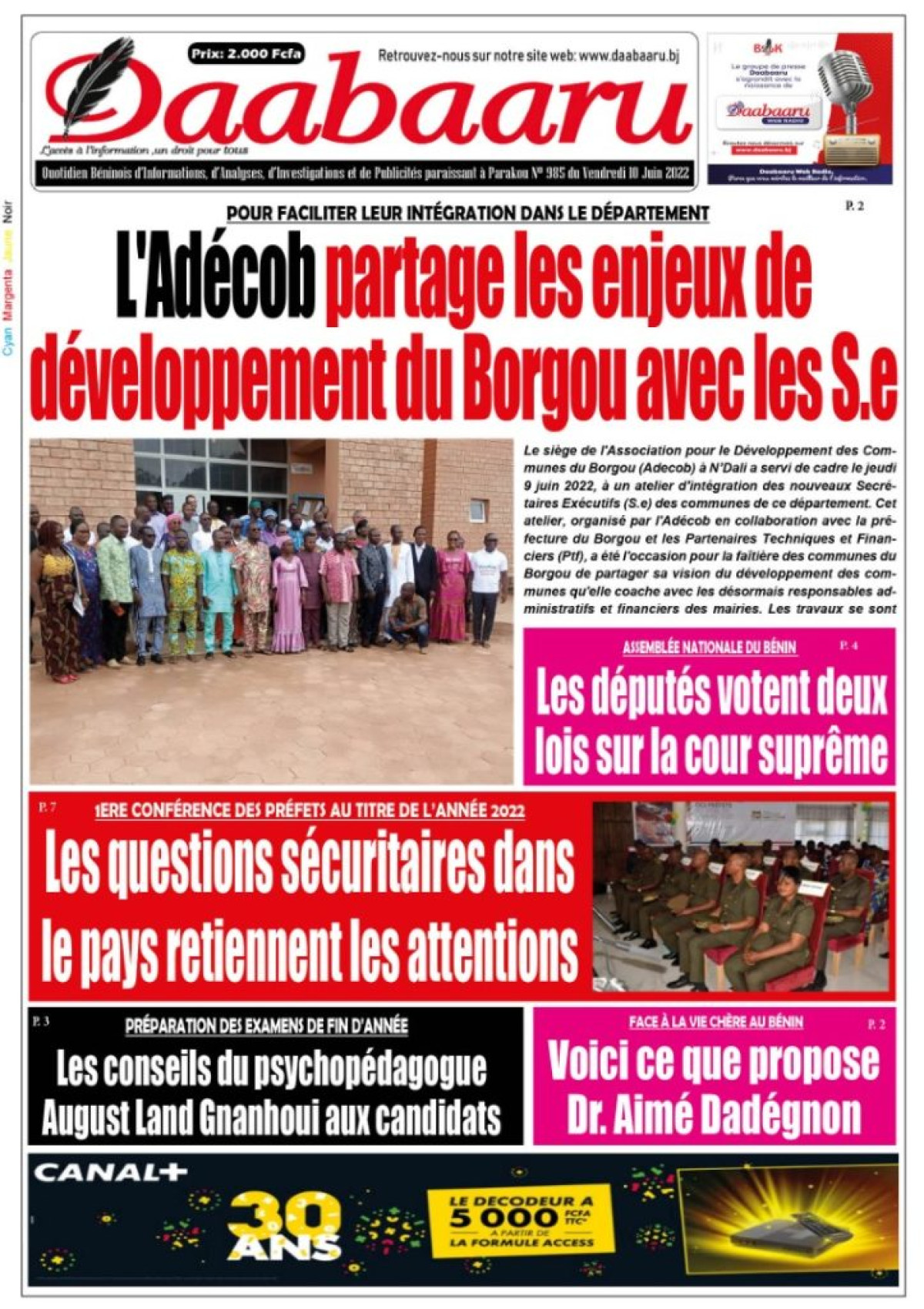 UNE DU VENDREDI 10 JUIN 2022
